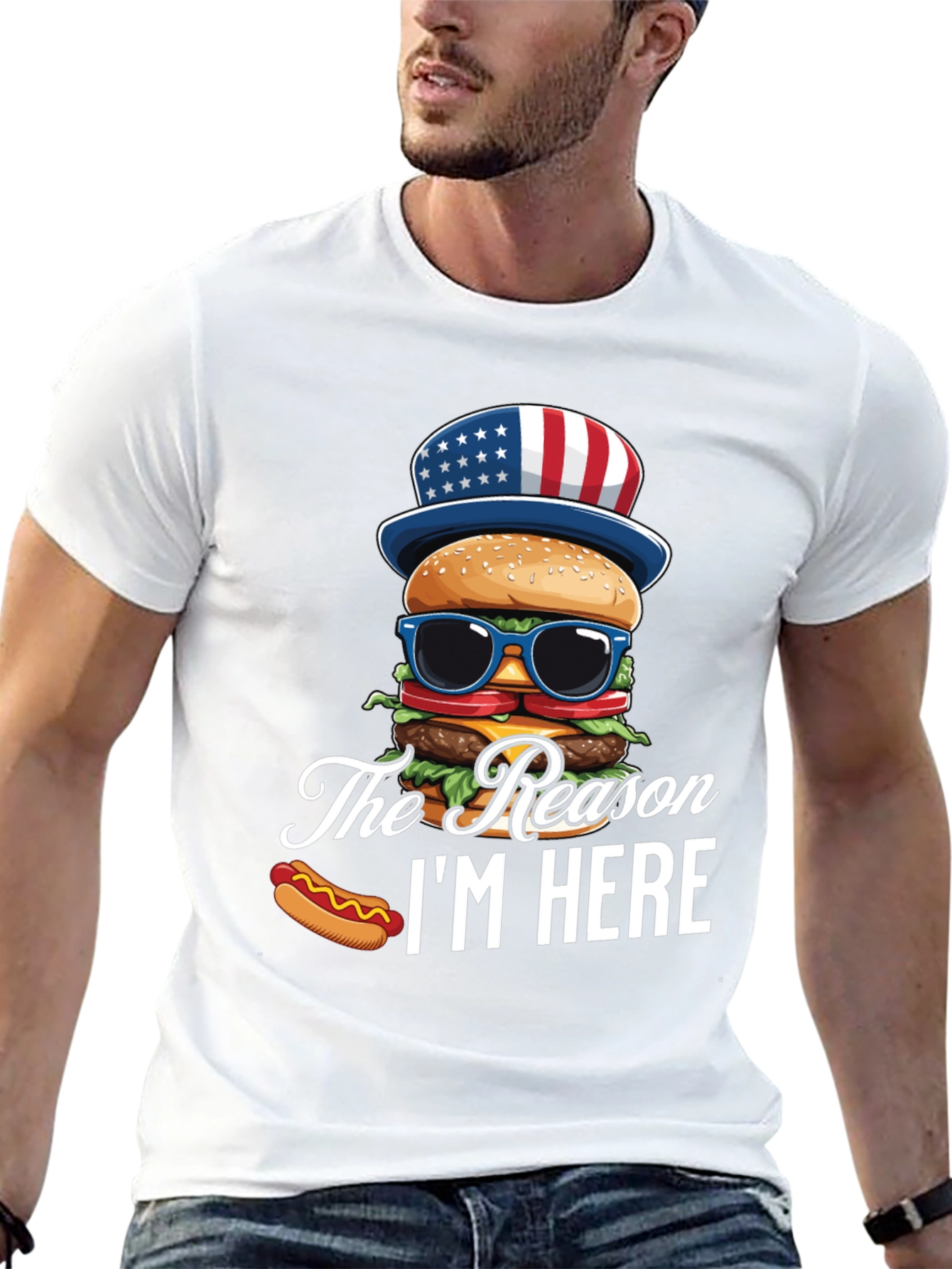 Black Patriotic Burger T-Shirt - The Reason I'm Here view 13