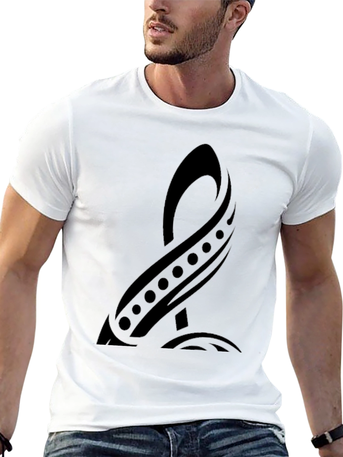 Black Black Tribal Design T-Shirt view 13