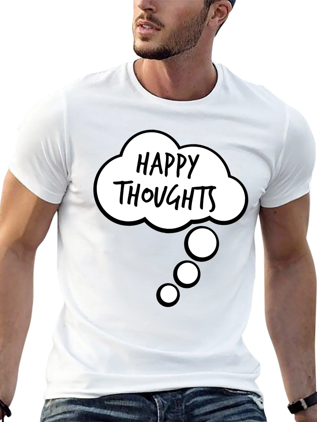 Black Happy Thoughts Graphic T-Shirt view 13