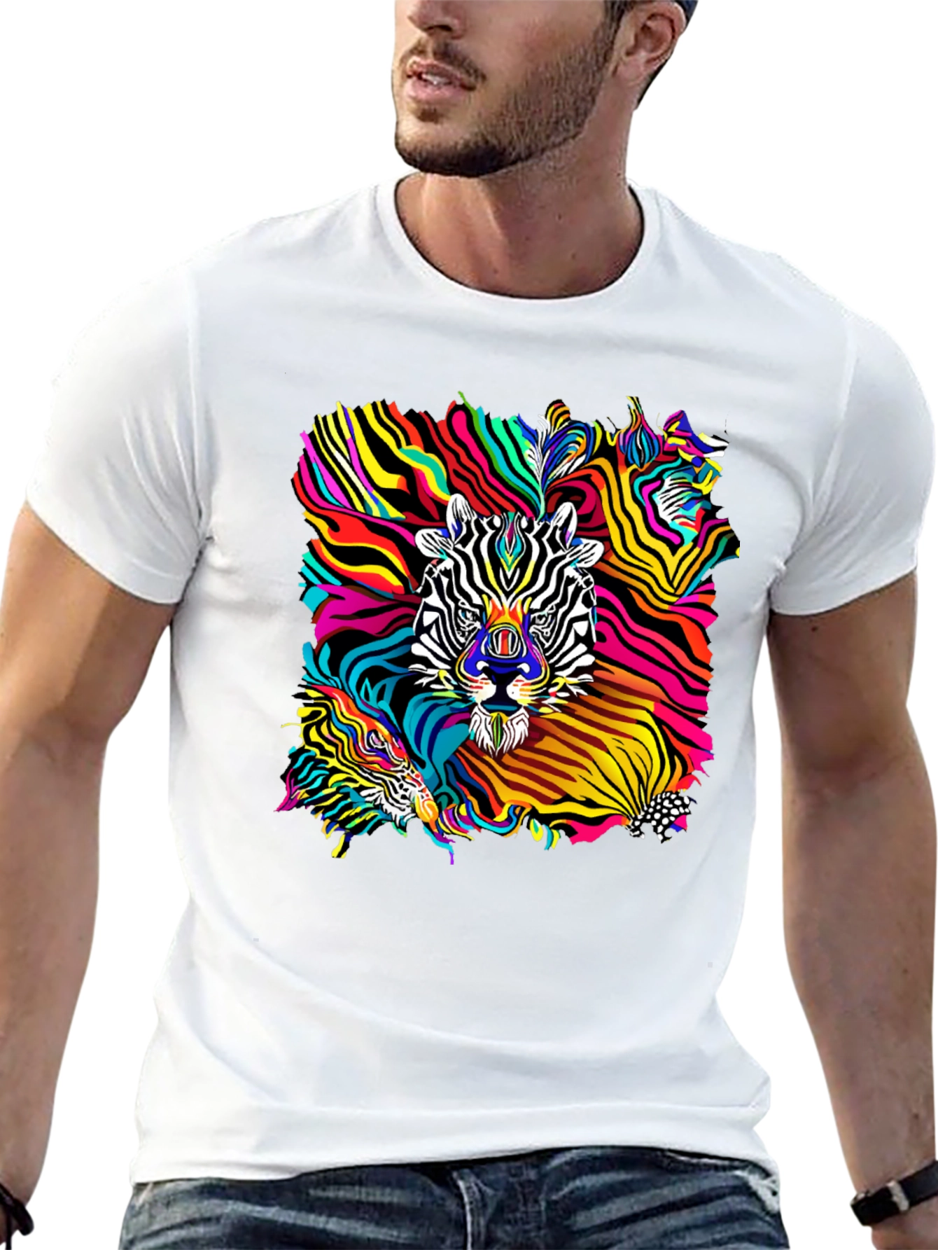 Black Psychedelic Zebra Graphic T-Shirt - Black view 13