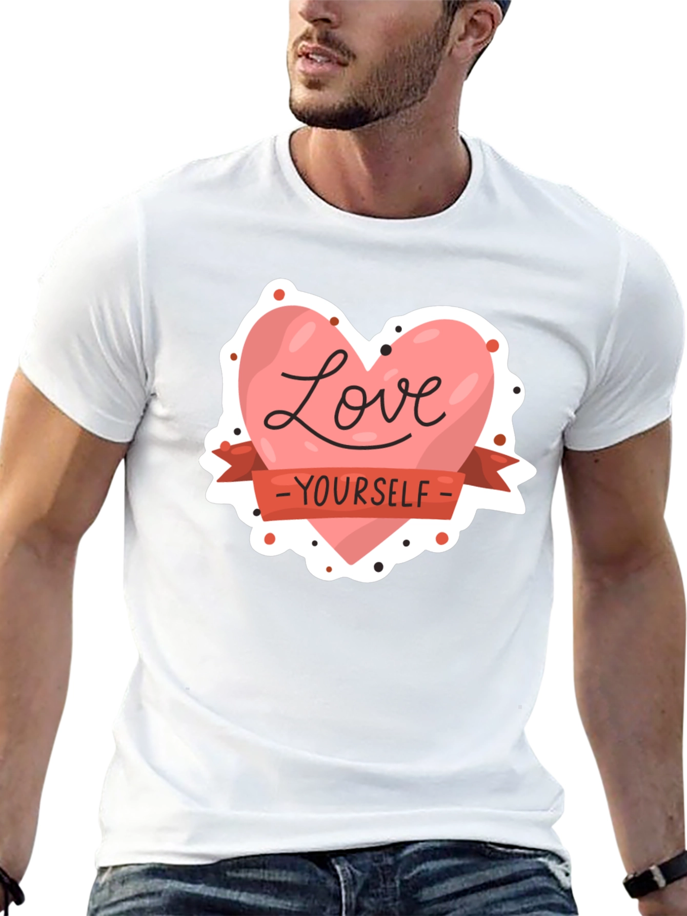 Black Love Yourself Graphic Tee - Black Cotton Shirt view 13