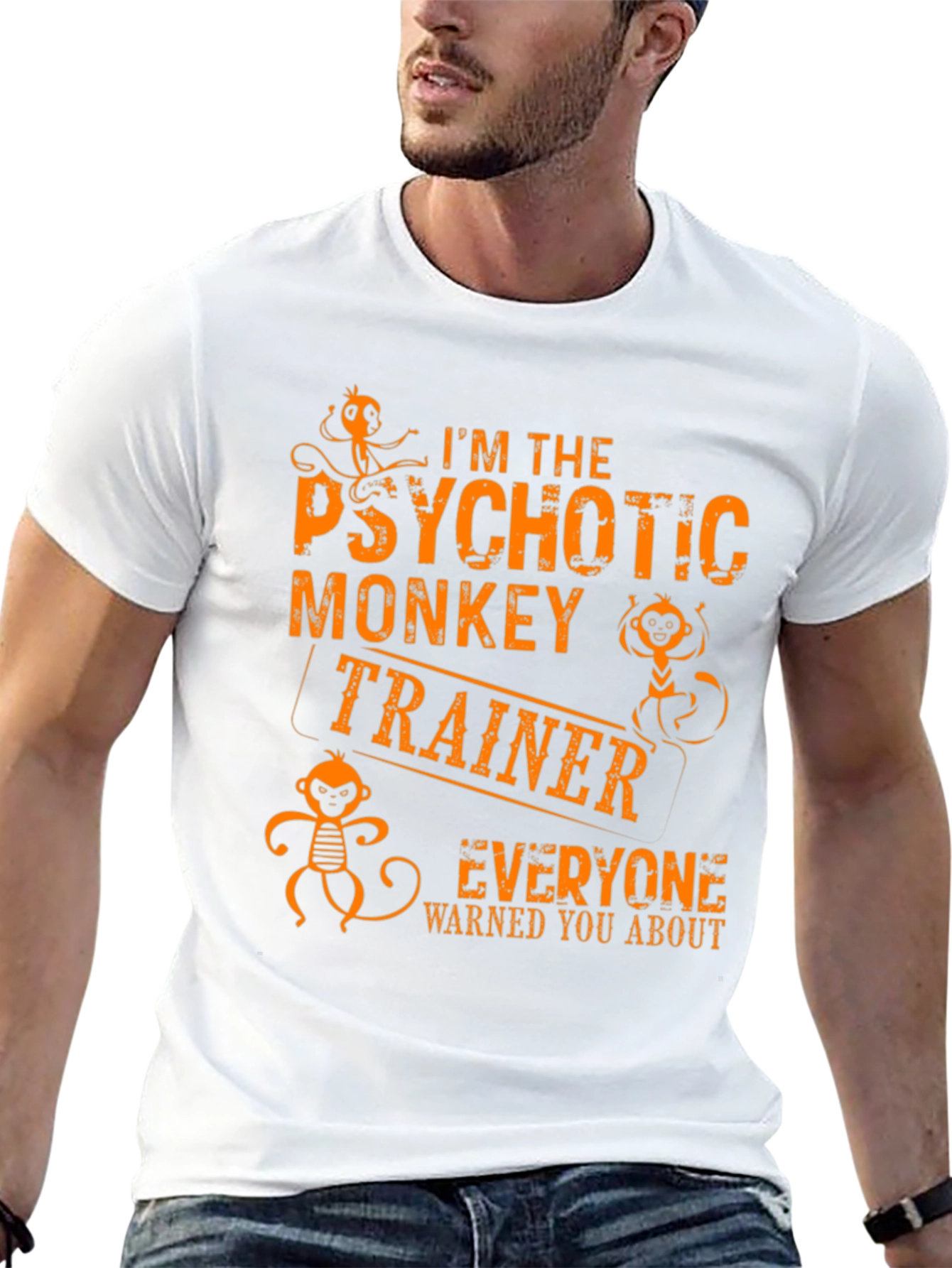 Black Psychotic Monkey Trainer Graphic Tee - Novelty T-Shirt view 13