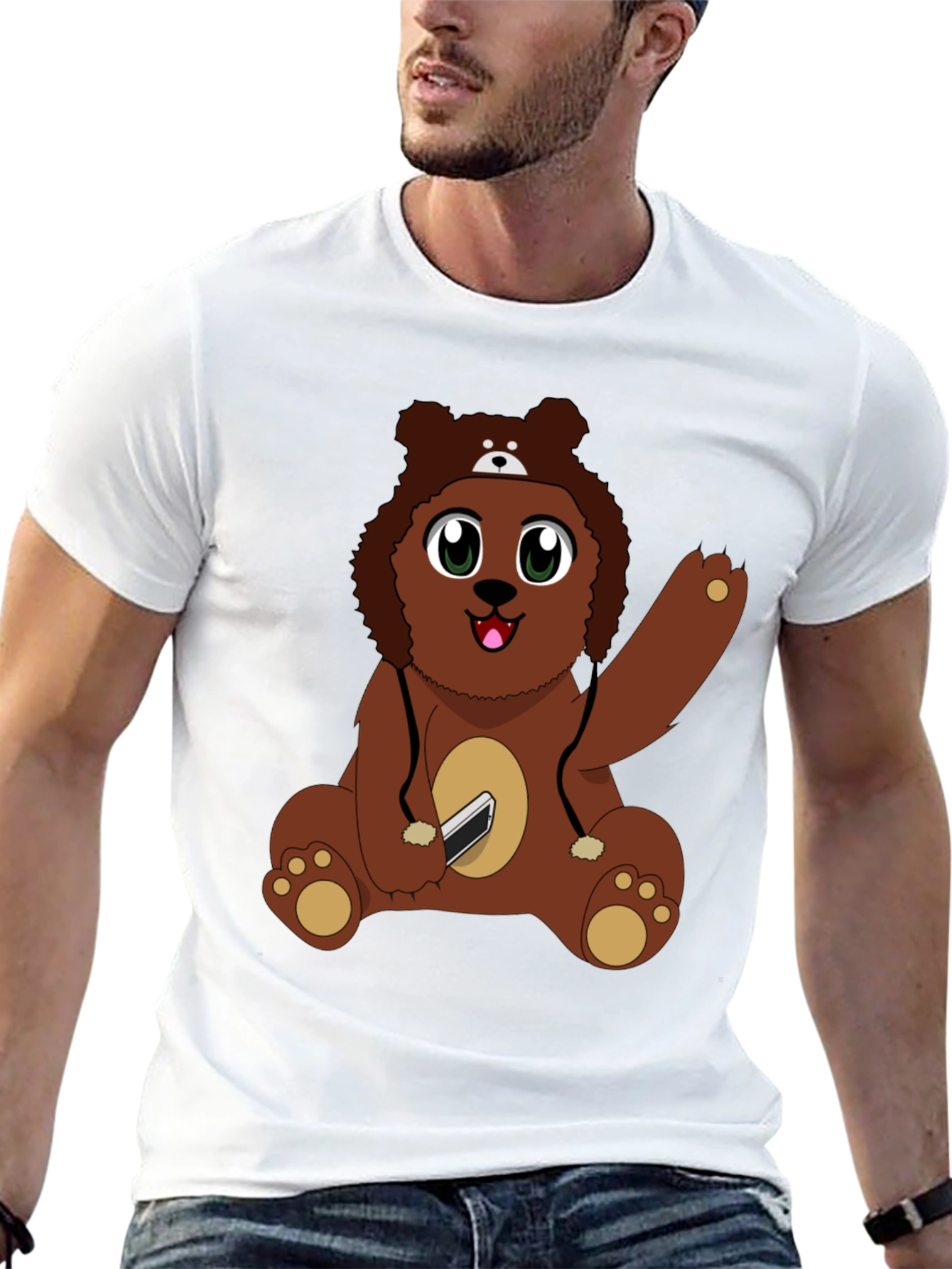 Black Cute Cartoon Bear Graphic T-Shirt view 13