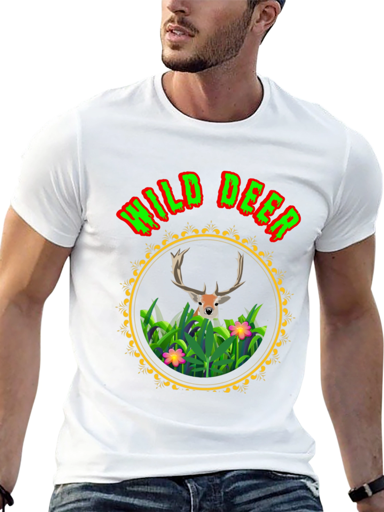 Black Wild Deer Graphic Tee - Nature Lover Shirt view 13