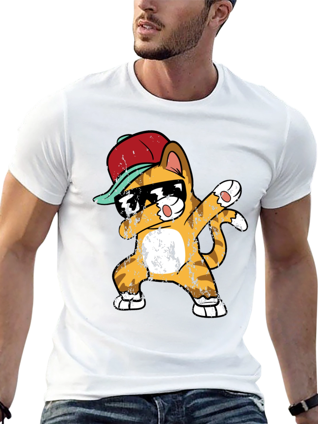 Black Cool Cat Dabbing T-Shirt view 13