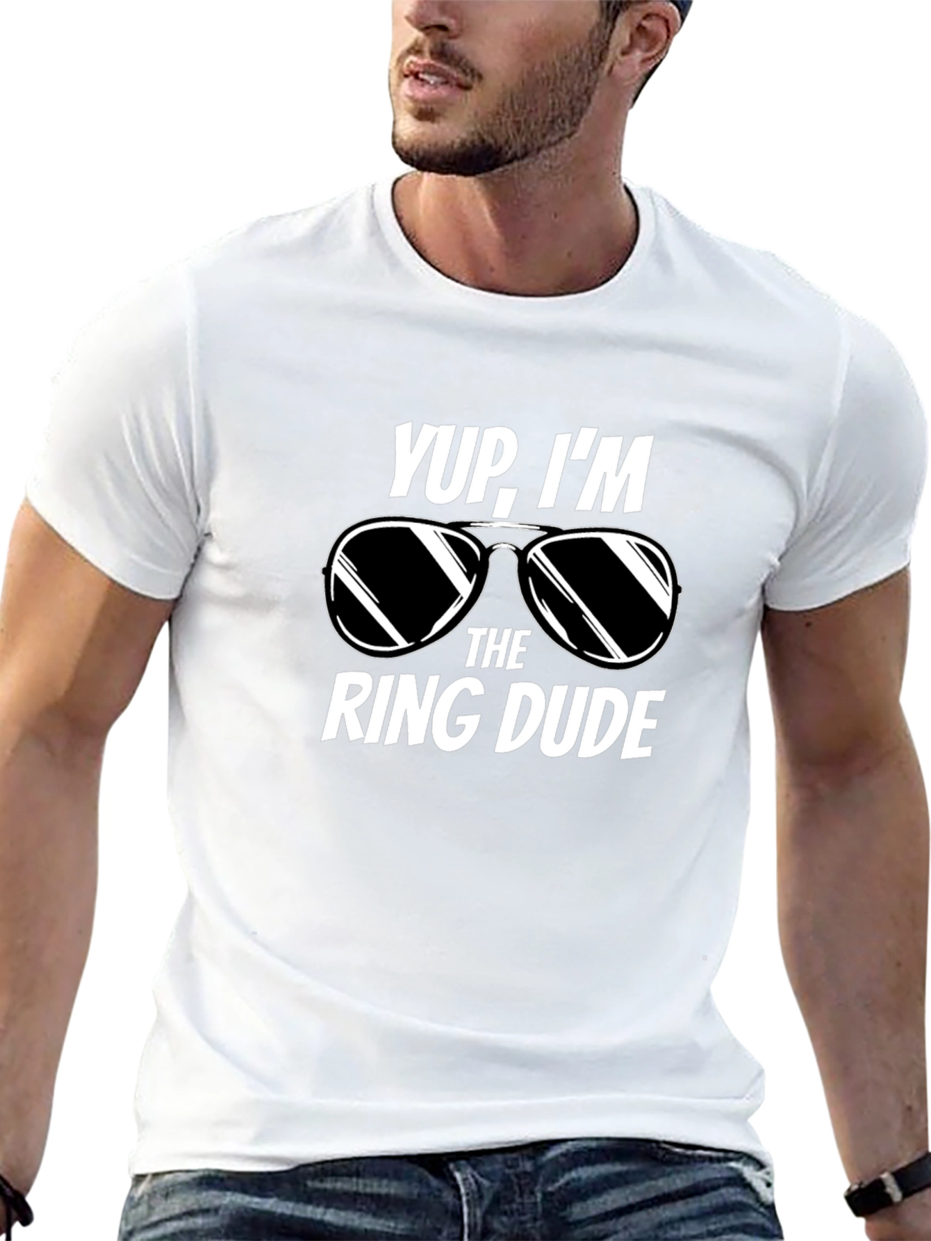 Black Yup, I'm the Ring Dude T-Shirt - Wedding Party Tee view 13