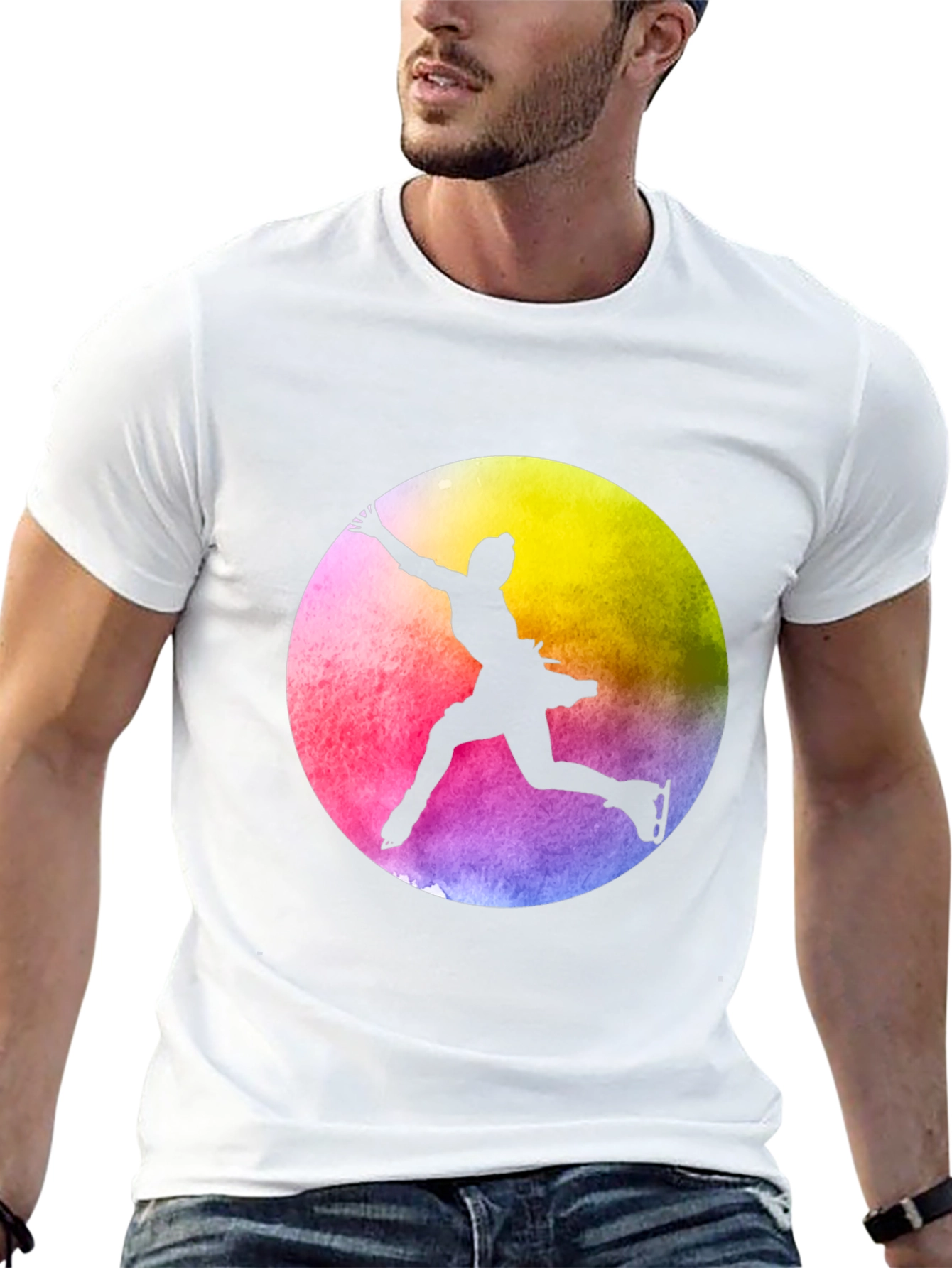 Black Figure Skater Silhouette Tee - Vibrant Colors view 13