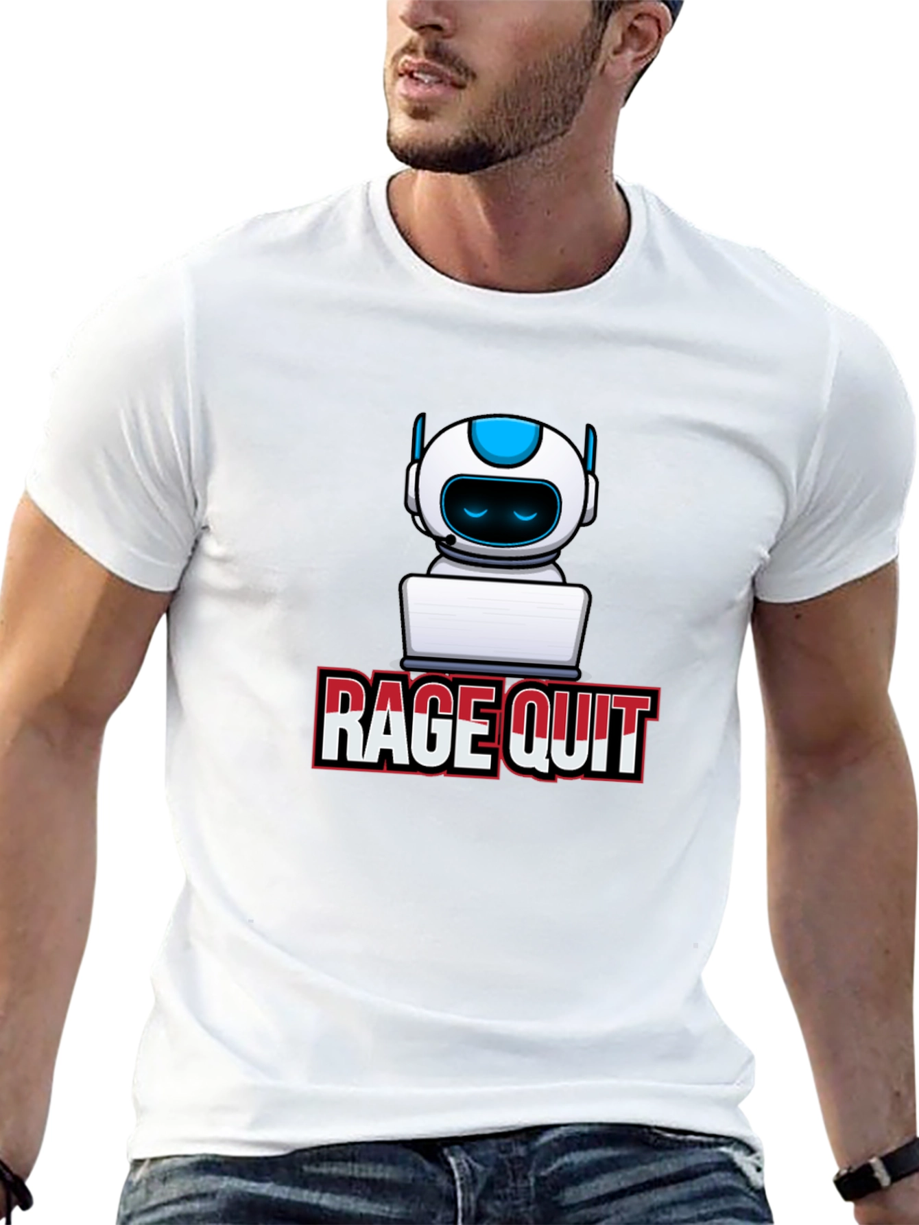 Black Rage Quit Robot Gamer T-Shirt - Black view 13