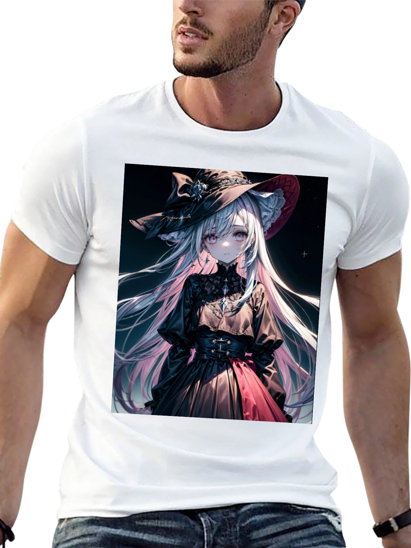Black Anime Girl Graphic Tee - Stylish Black Cotton T-Shirt view 13