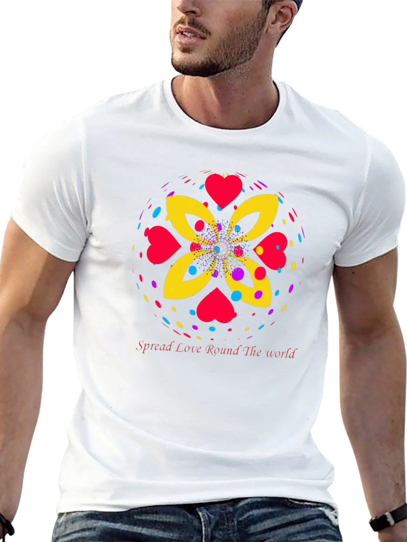 Black Spread Love Tee - Colorful Heart Design view 13