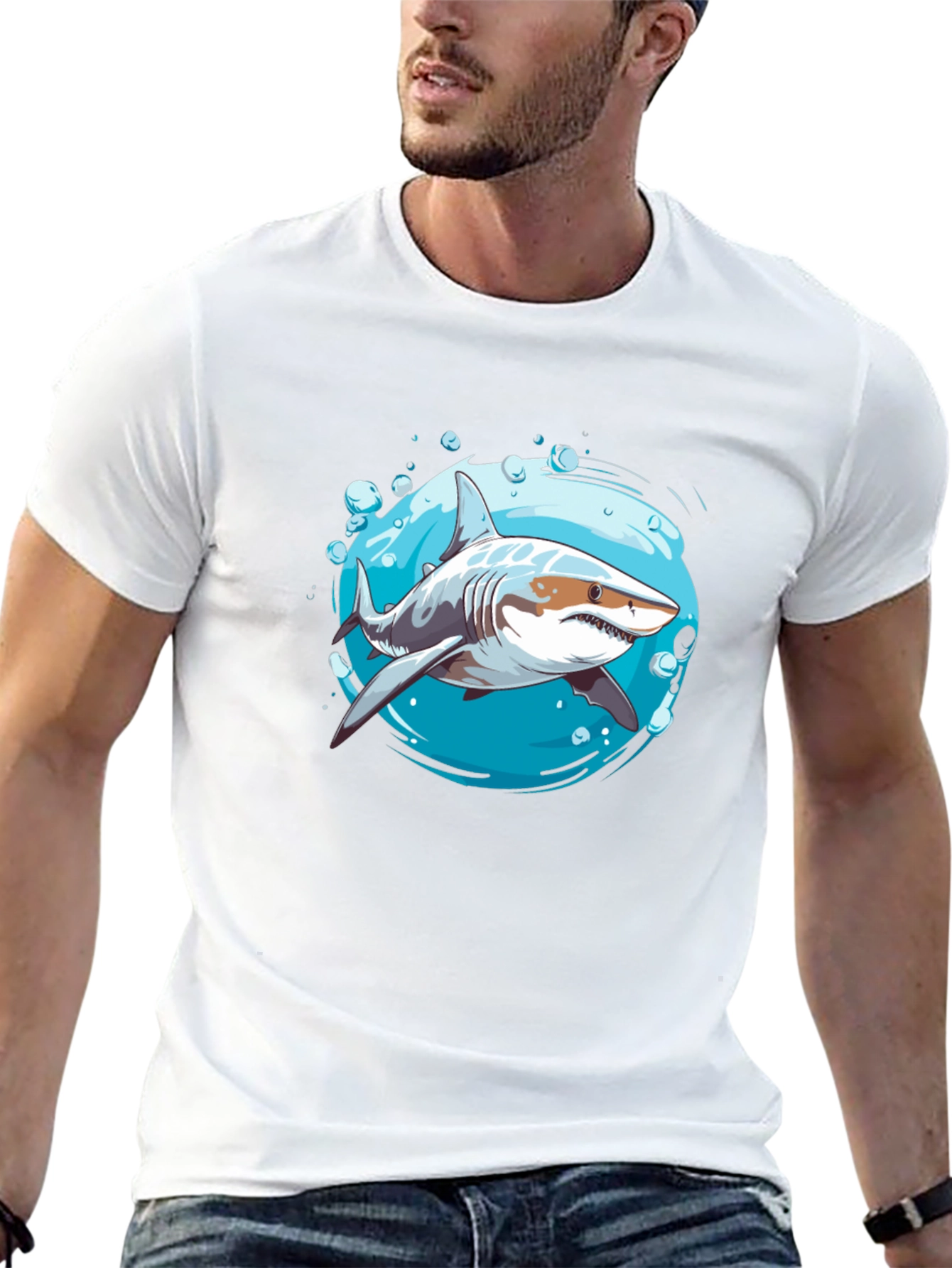 Black Shark Graphic T-Shirt - Ocean Life Design view 13