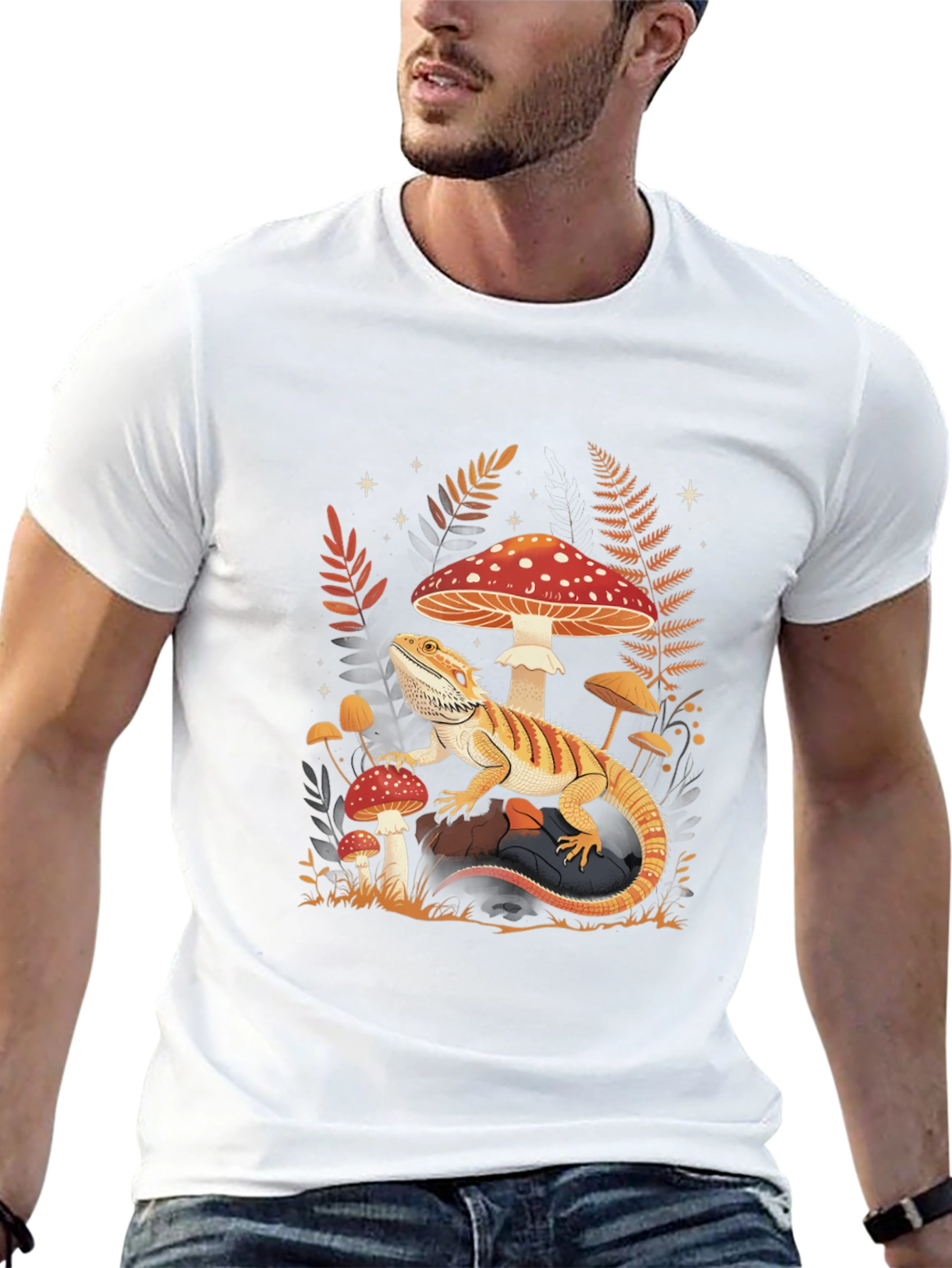 Black Bearded Dragon Mushroom Graphic Tee view 13