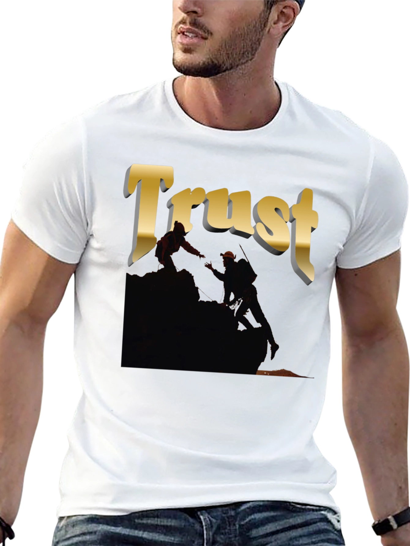 Black Trust T-Shirt - Mountain Climbers - Black Cotton Tee view 13