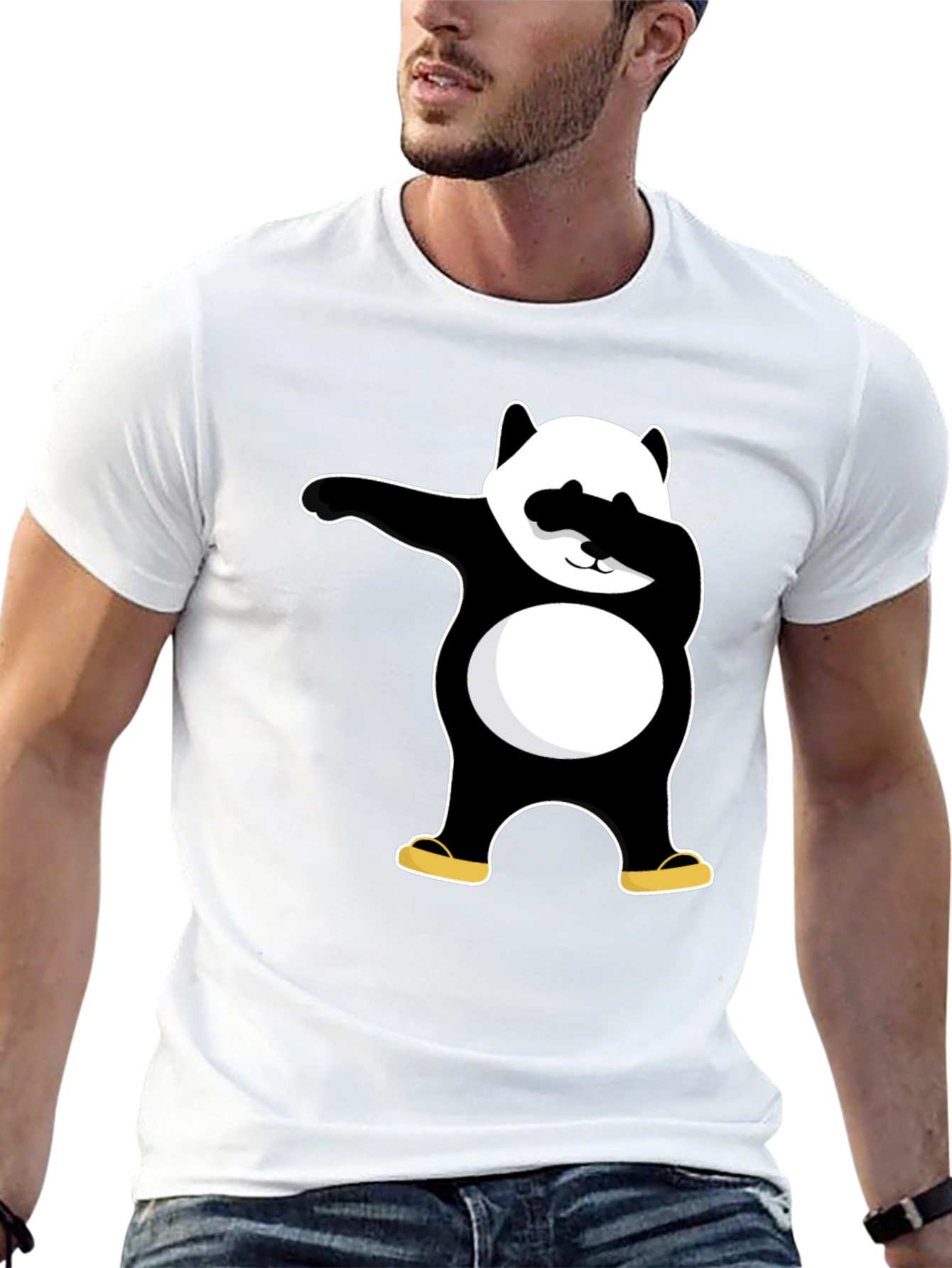 Black Dabbing Panda Black T-Shirt - Cool Graphic Tee view 13