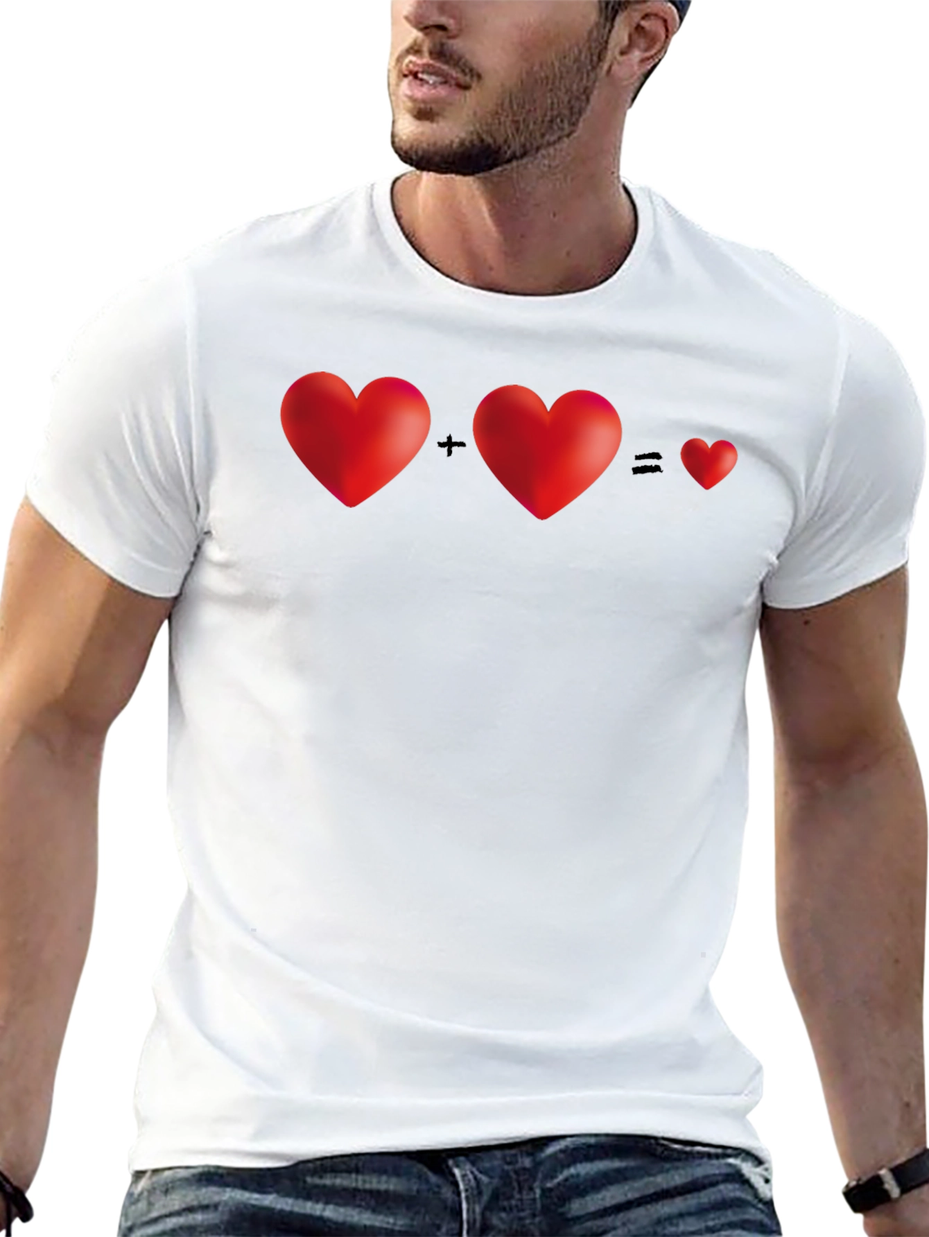 Black Two Hearts Equal One T-Shirt - Black view 13