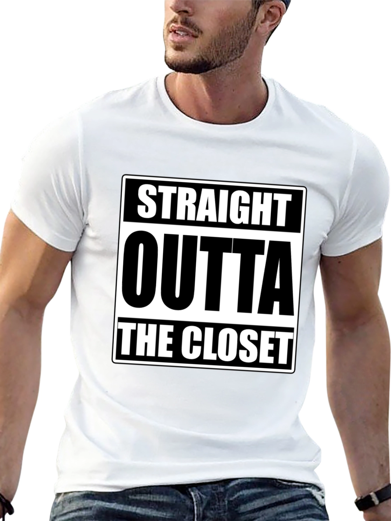 Black Straight Outta The Closet Black T-Shirt view 13