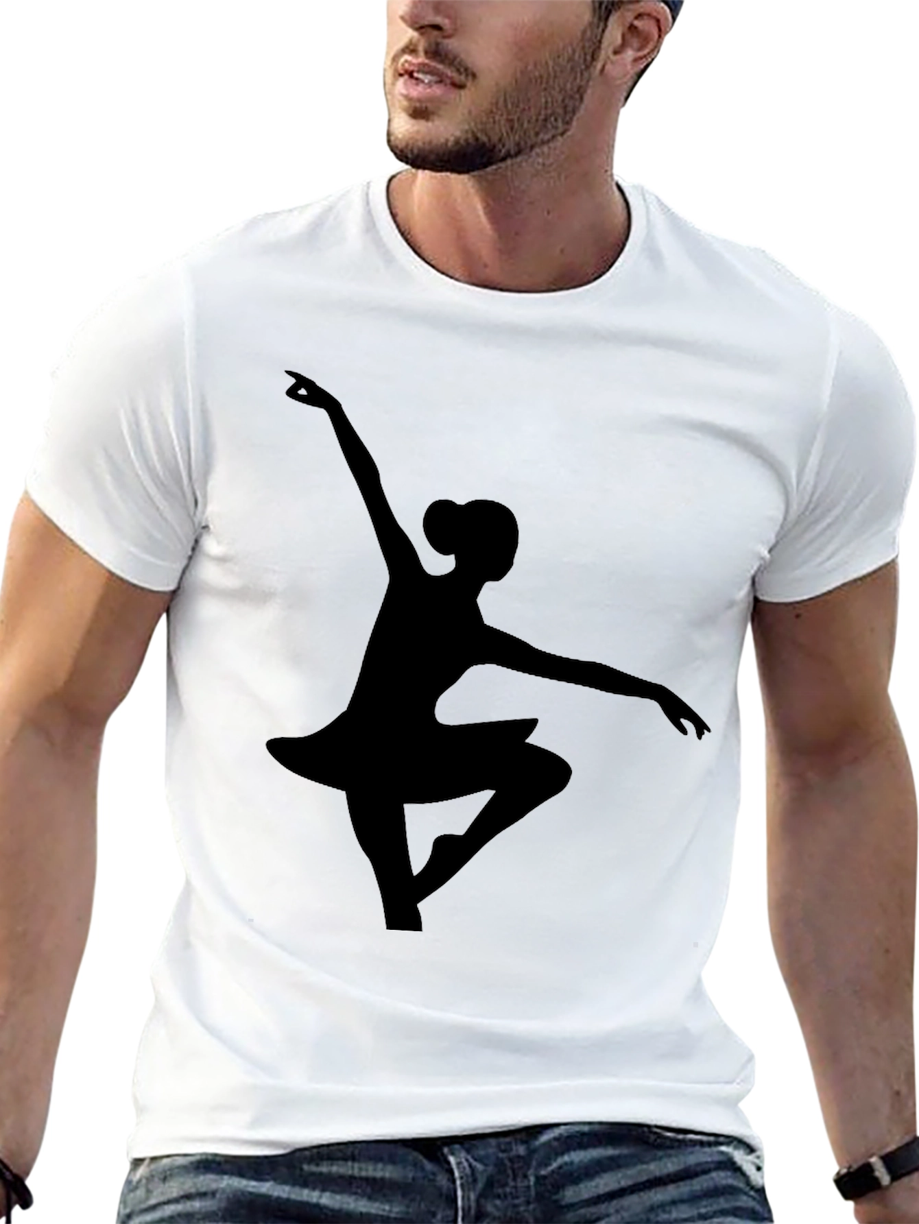 Black Ballerina Silhouette Black T-Shirt view 13