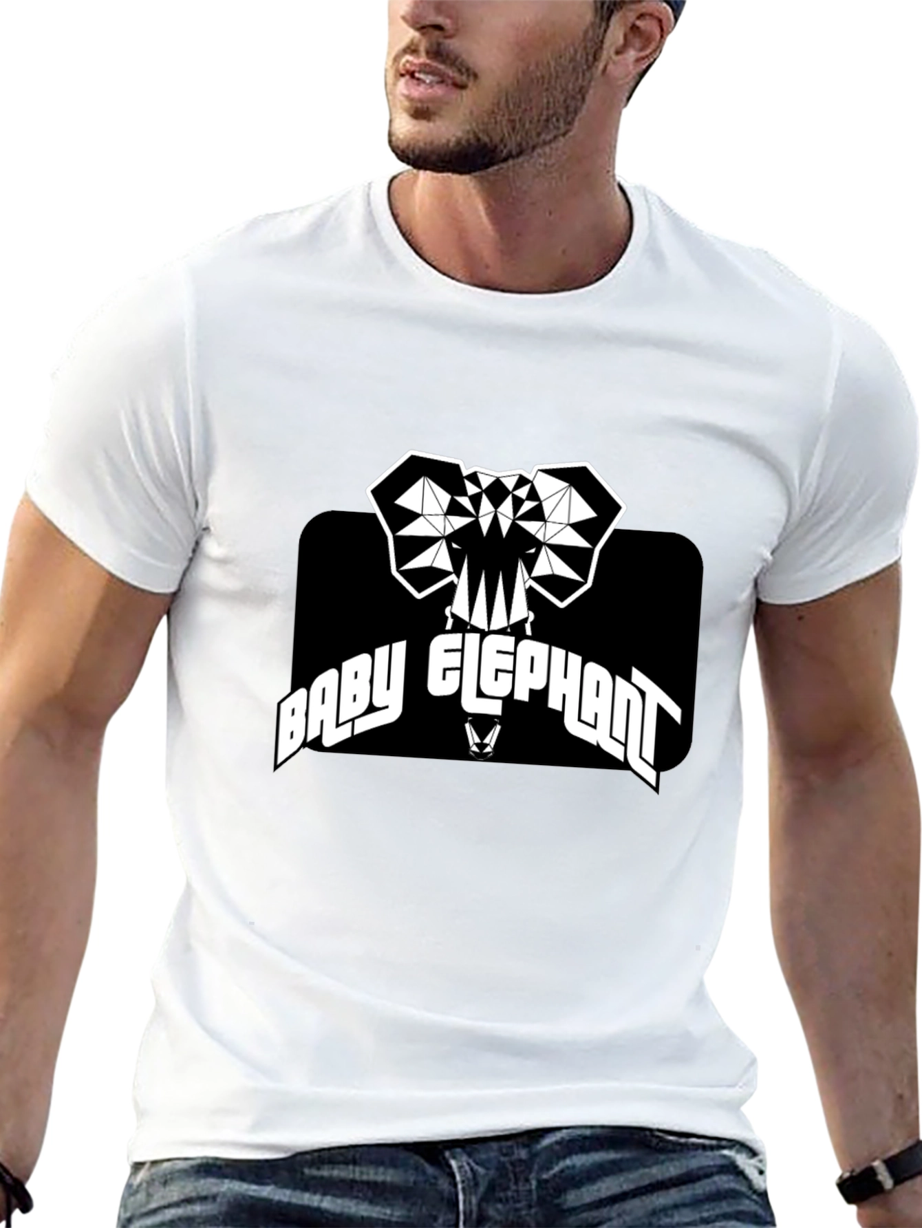 Black Baby Elephant Graphic Tee - Black Cotton T-Shirt view 13