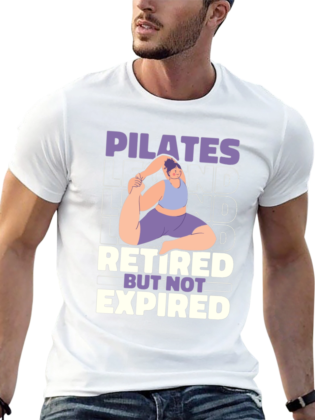 Black Pilates Legend Retired But Not Expired Graphic T-Shirt view 13