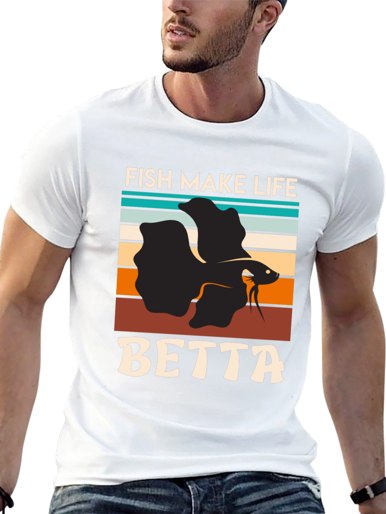 Black Fish Make Life Betta T-Shirt view 13