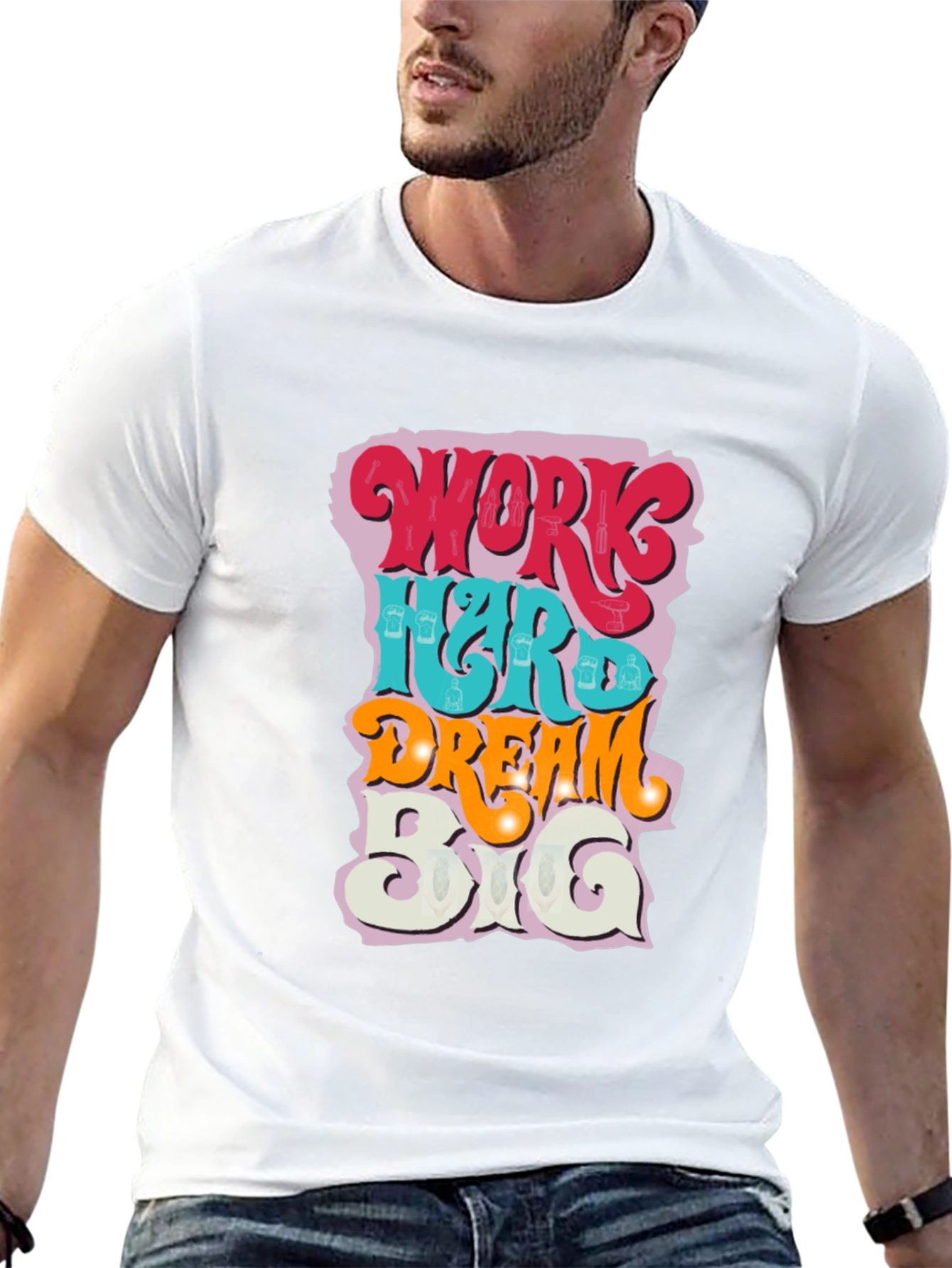 Black Work Hard Dream Big Graphic Tee view 13