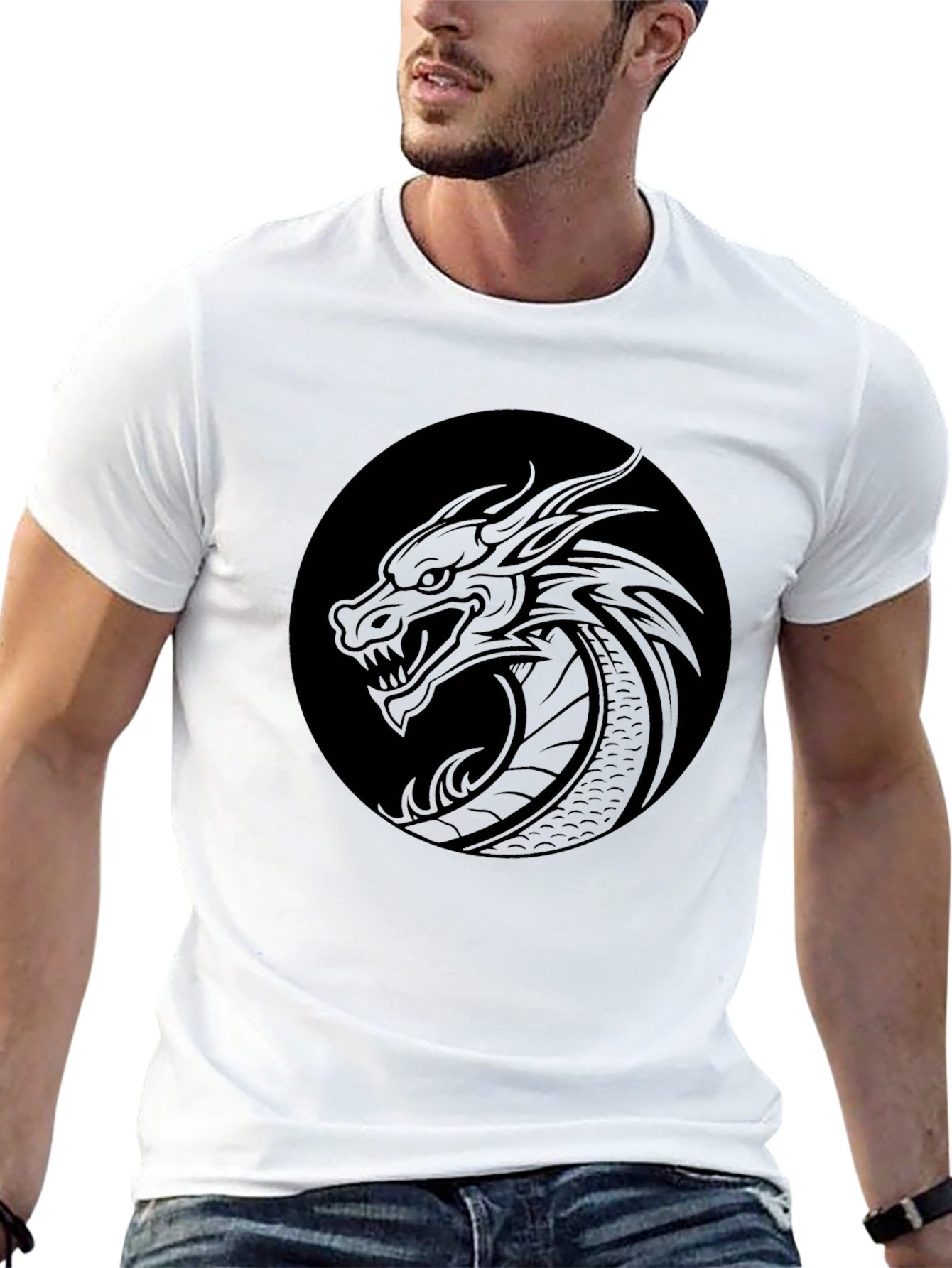 Black Dragon Circle Tee - Mens Graphic T-Shirt view 13