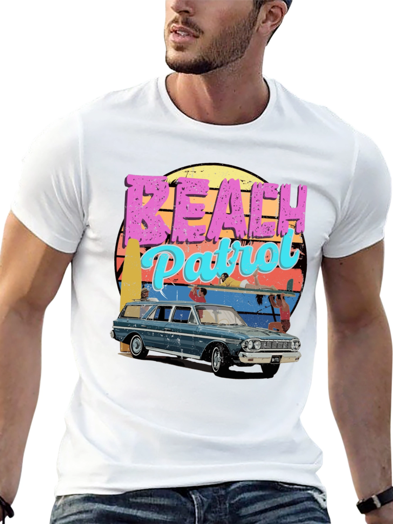 Black Retro Beach Patrol Graphic Tee view 13