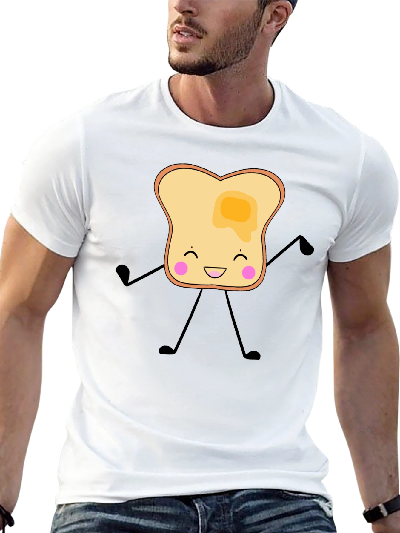 Black Toast Cartoon Graphic T-Shirt view 13