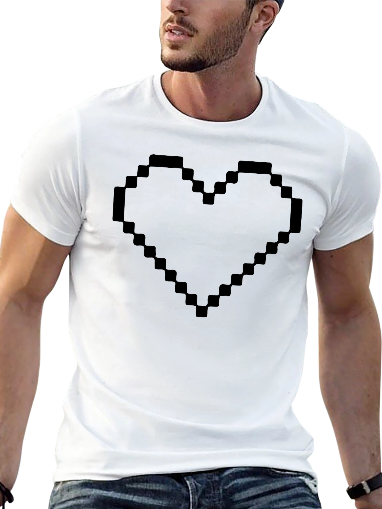 Black Pixel Heart Graphic T-Shirt - Gamer Style Tee view 13