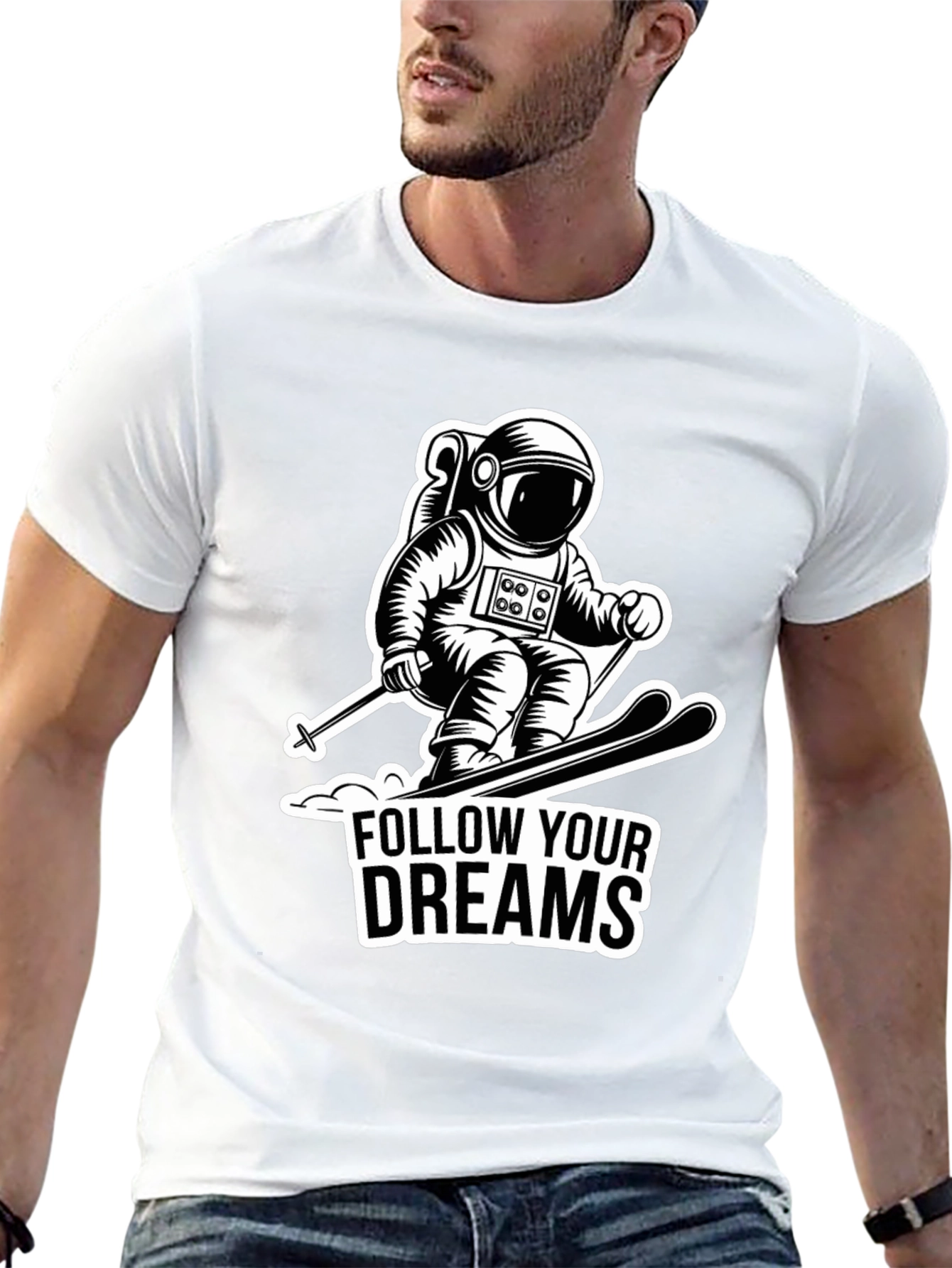 Black Astronaut Skiing Graphic Tee - Follow Your Dreams view 13