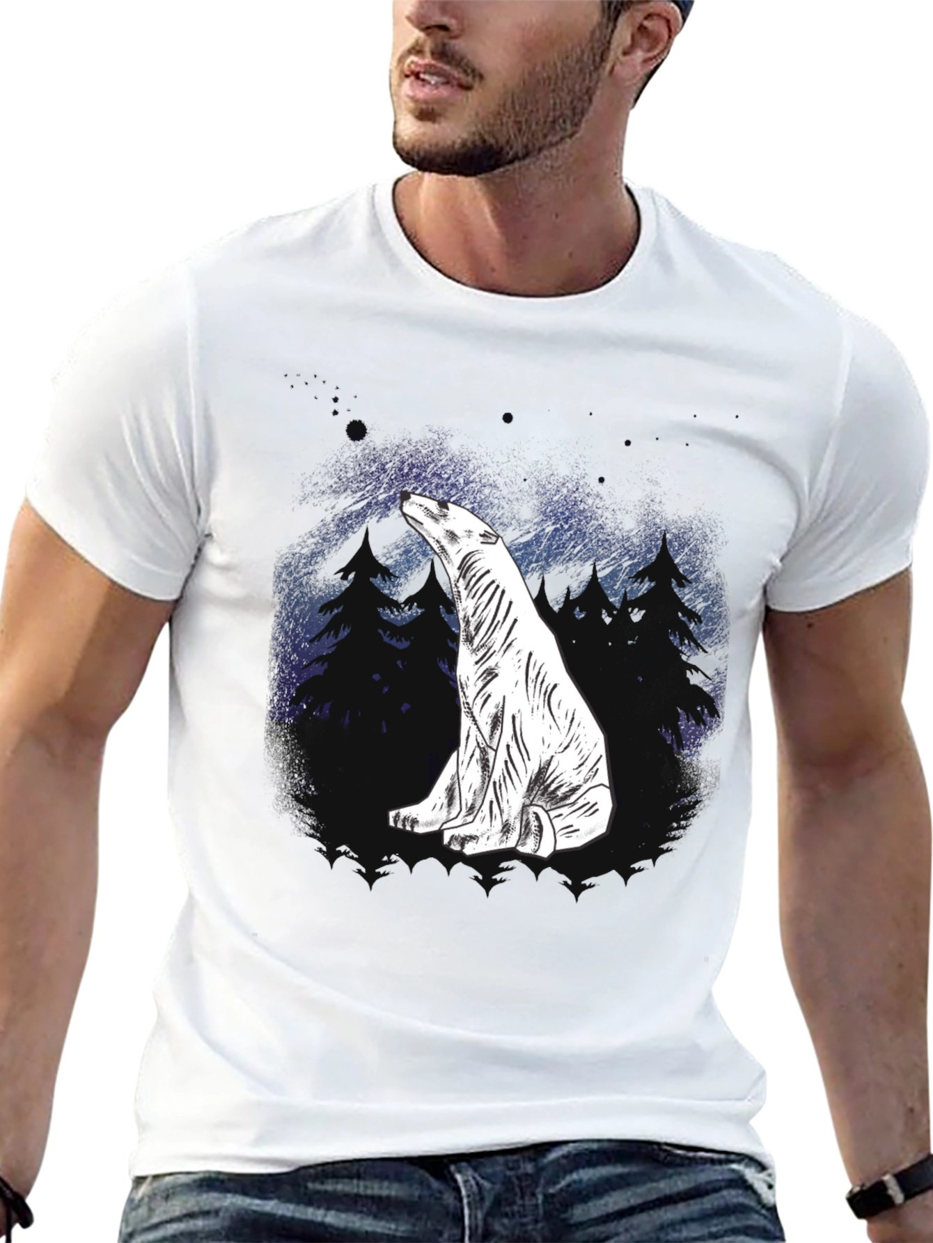 Black Polar Bear Graphic Tee - Black Cotton Blend view 13