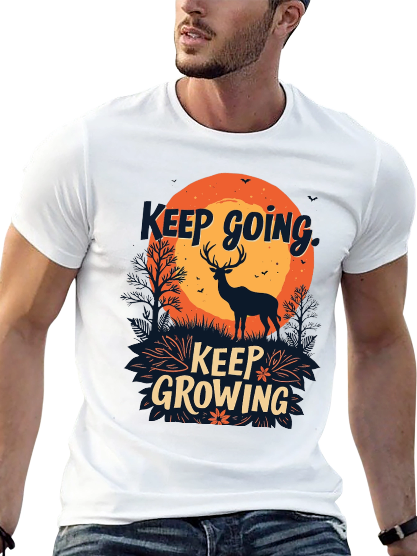 Black Keep Going, Keep Growing Black Graphic T-Shirt view 13