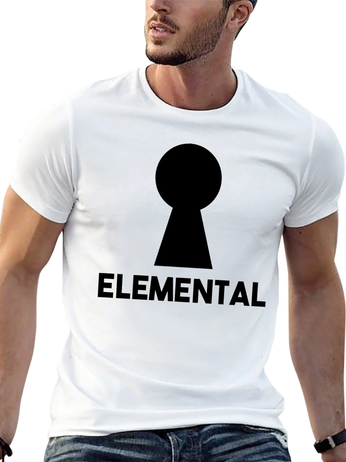 Black Elemental Keyhole Graphic Tee - Black Cotton T-Shirt view 13