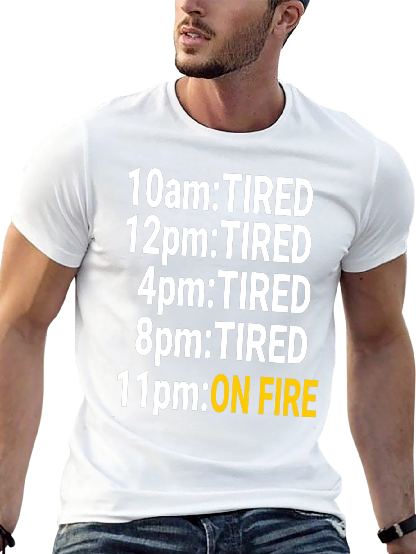 Black Funny Tired Schedule Black T-Shirt view 13