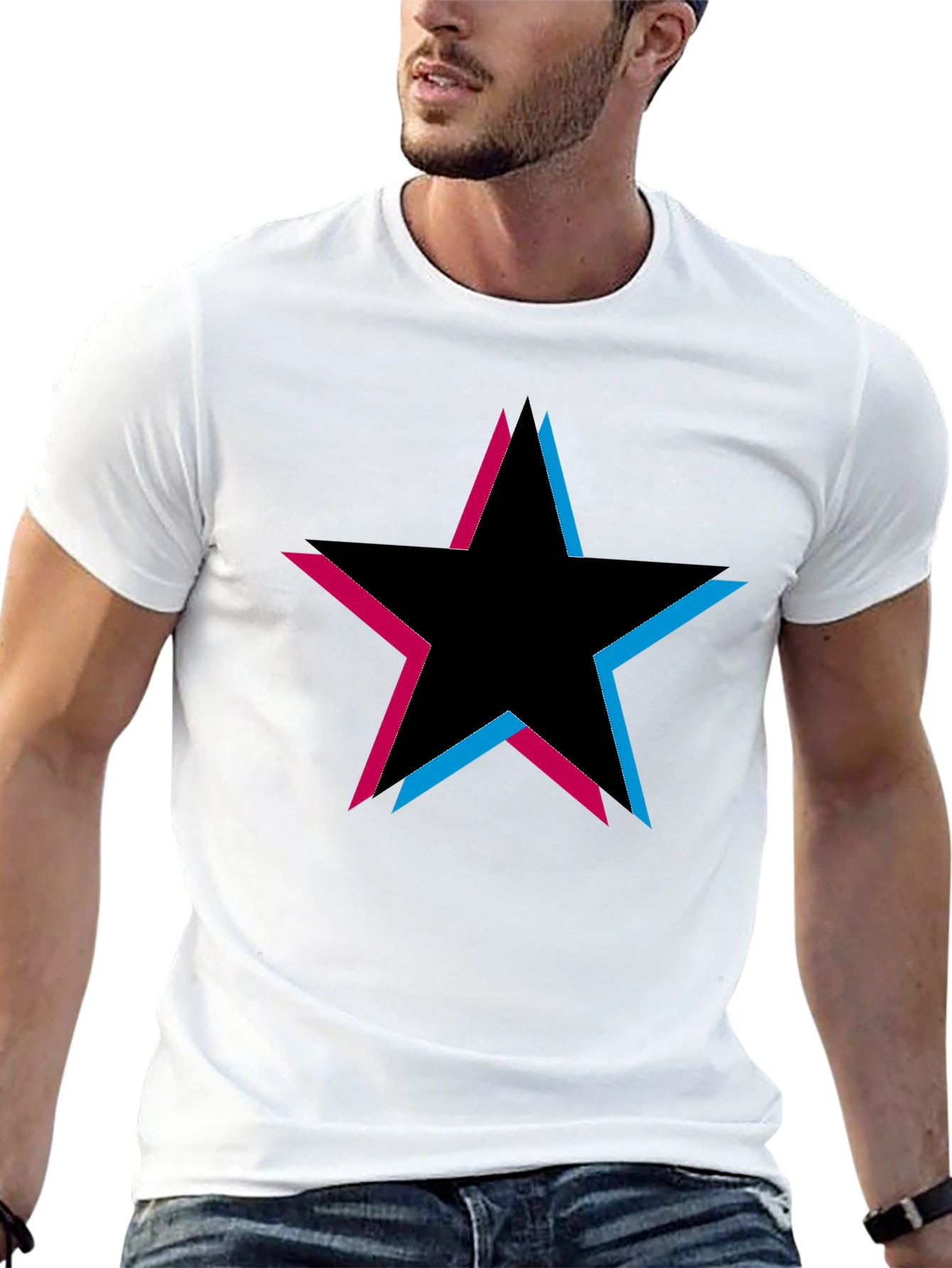 Black Star Graphic T-Shirt - Black Cotton Tee view 13