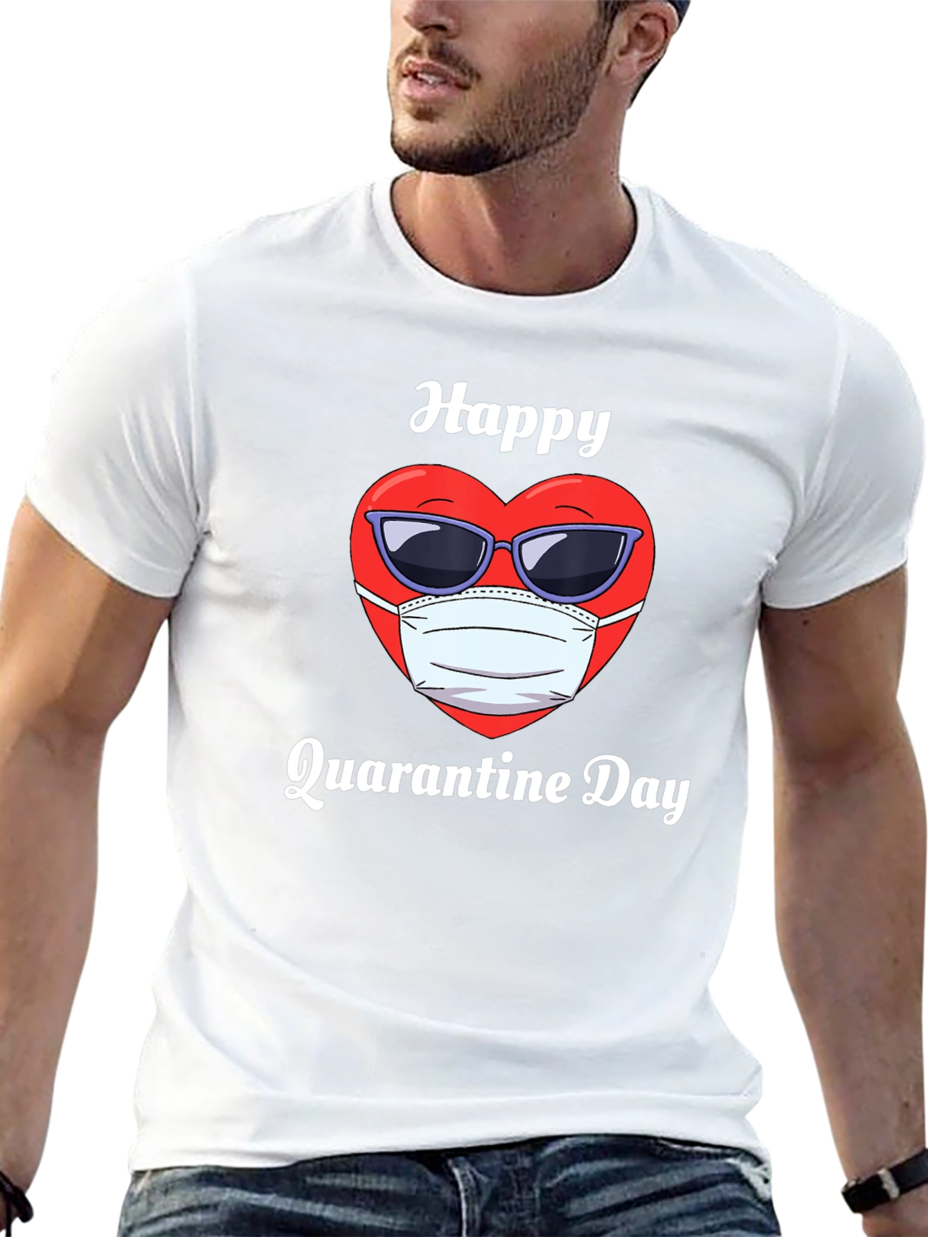 Black Happy Quarantine Day T-Shirt view 13