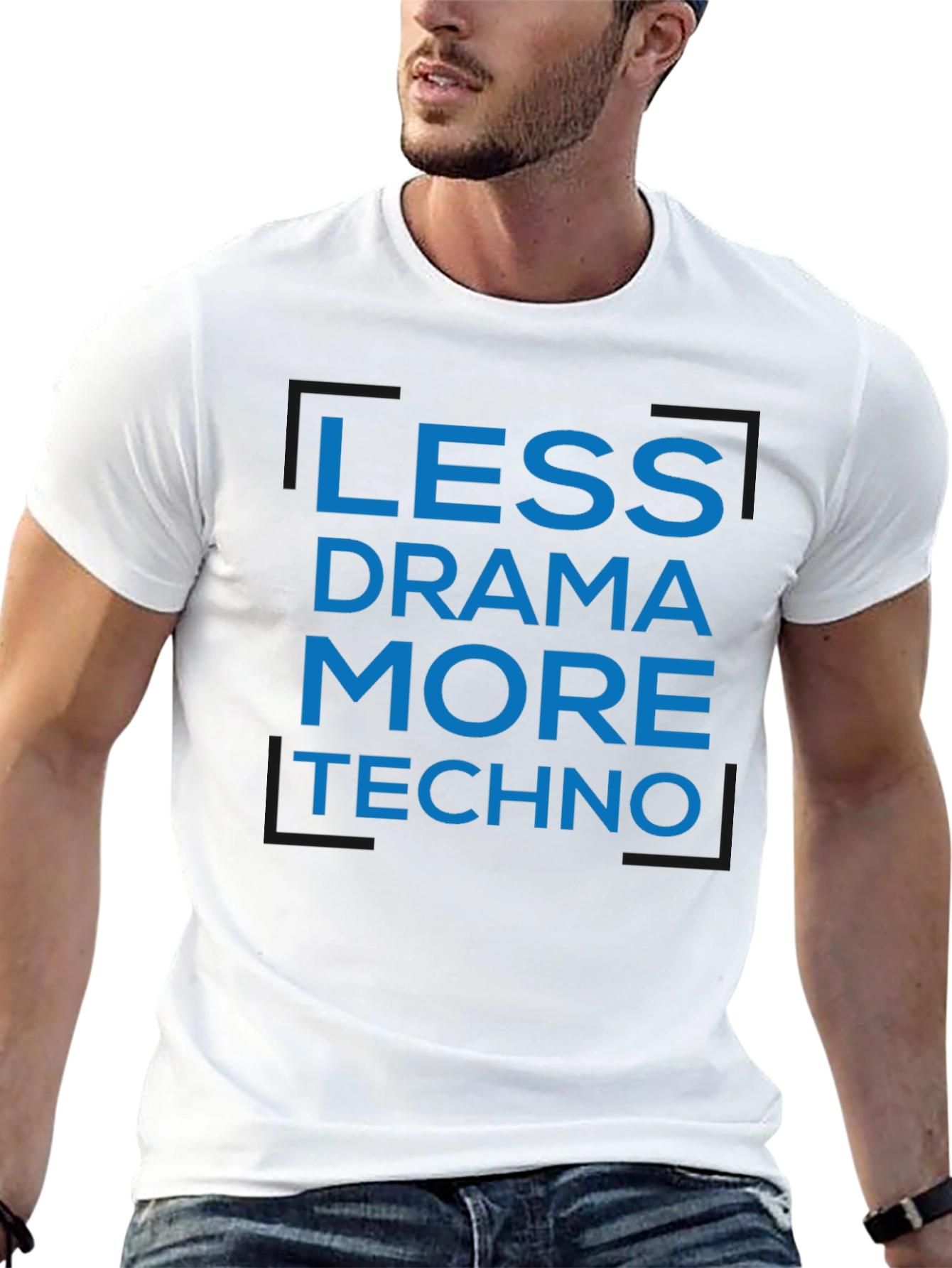 Black Less Drama More Techno Black T-Shirt view 13