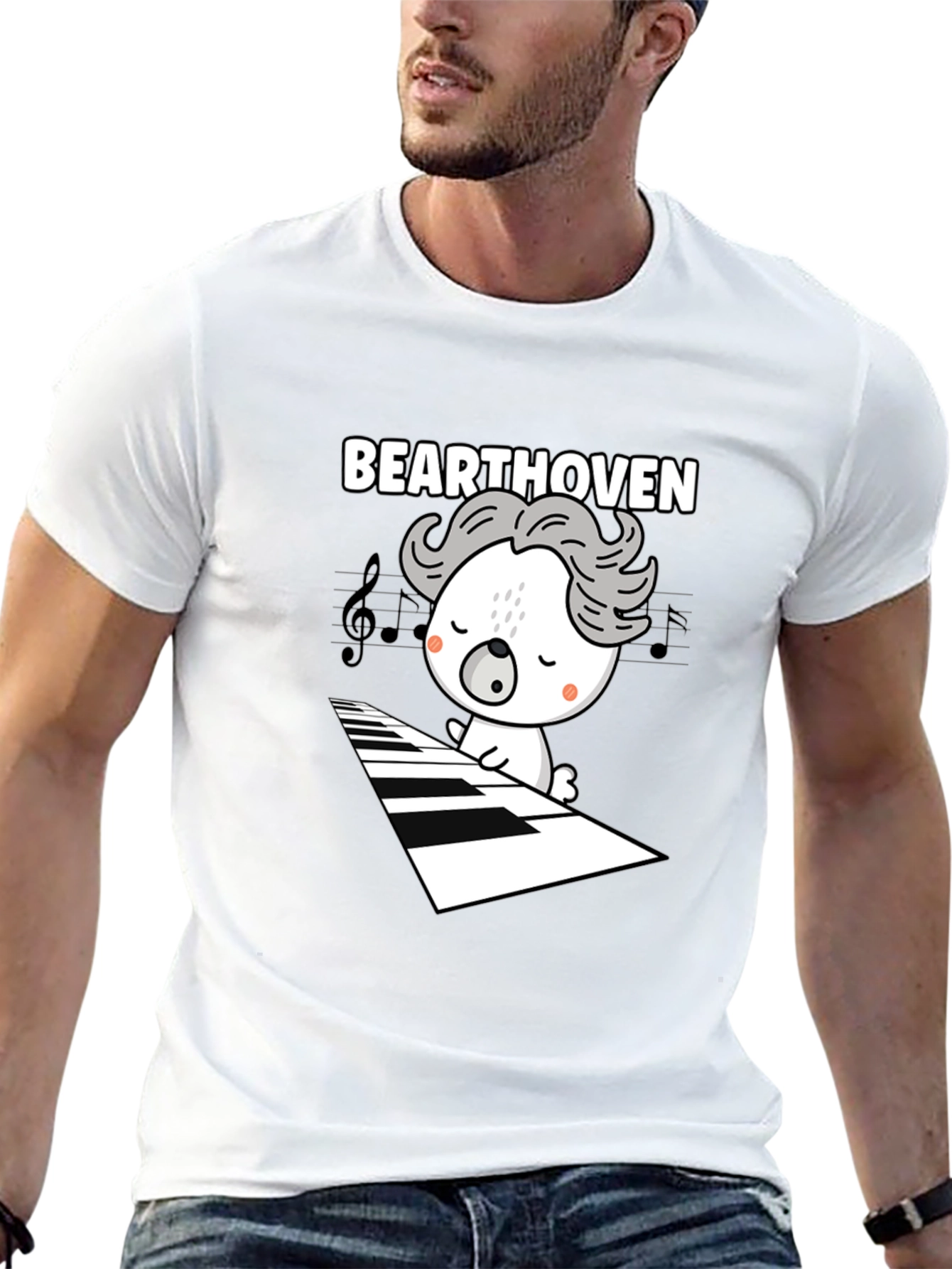 Black Bearthoven Piano T-Shirt view 13