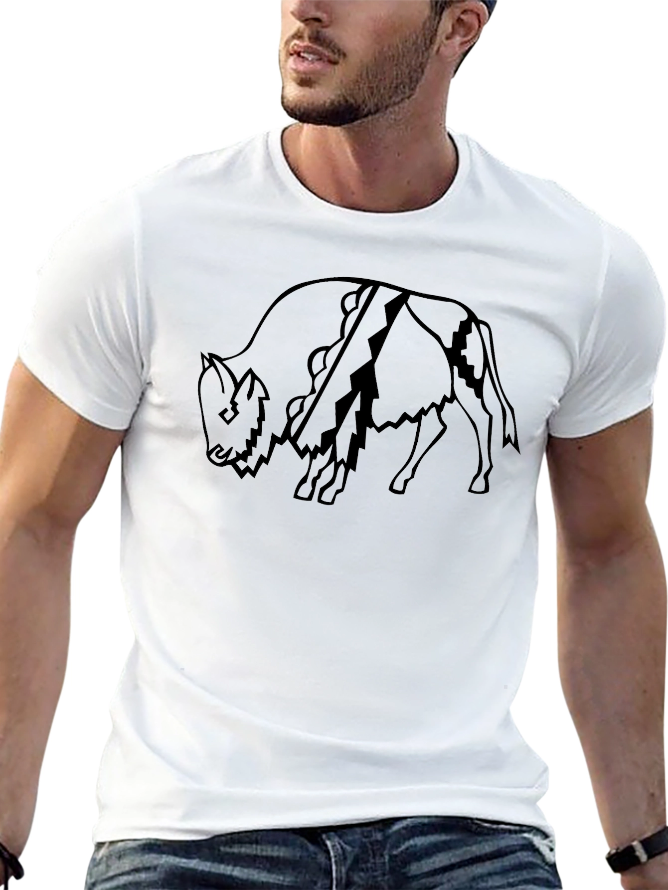 Black Buffalo Graphic Tee - Black Cotton Blend view 13