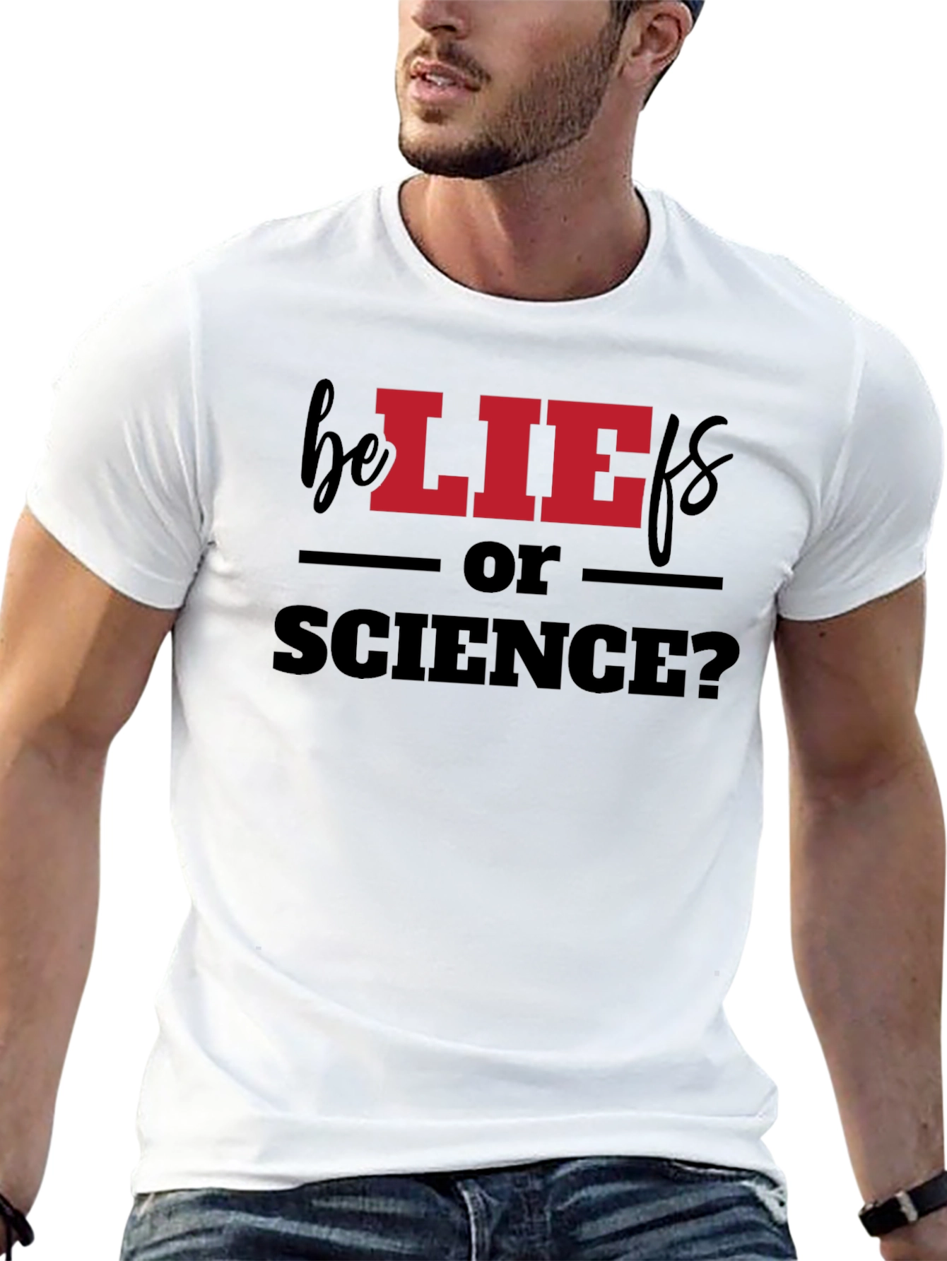 Black Beliefs or Science? Graphic T-Shirt view 13