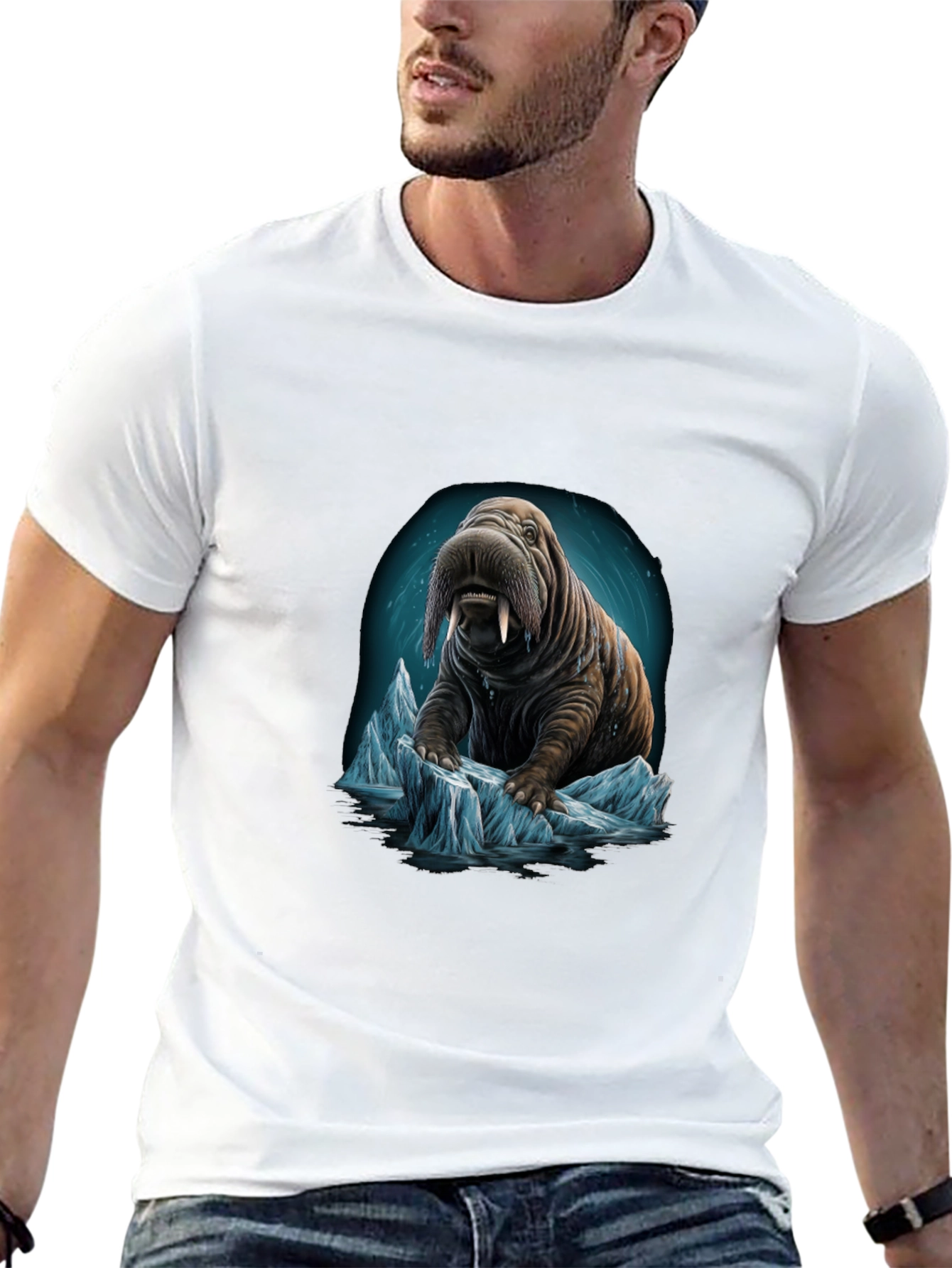 Black Walrus on Iceberg Graphic T-Shirt view 13