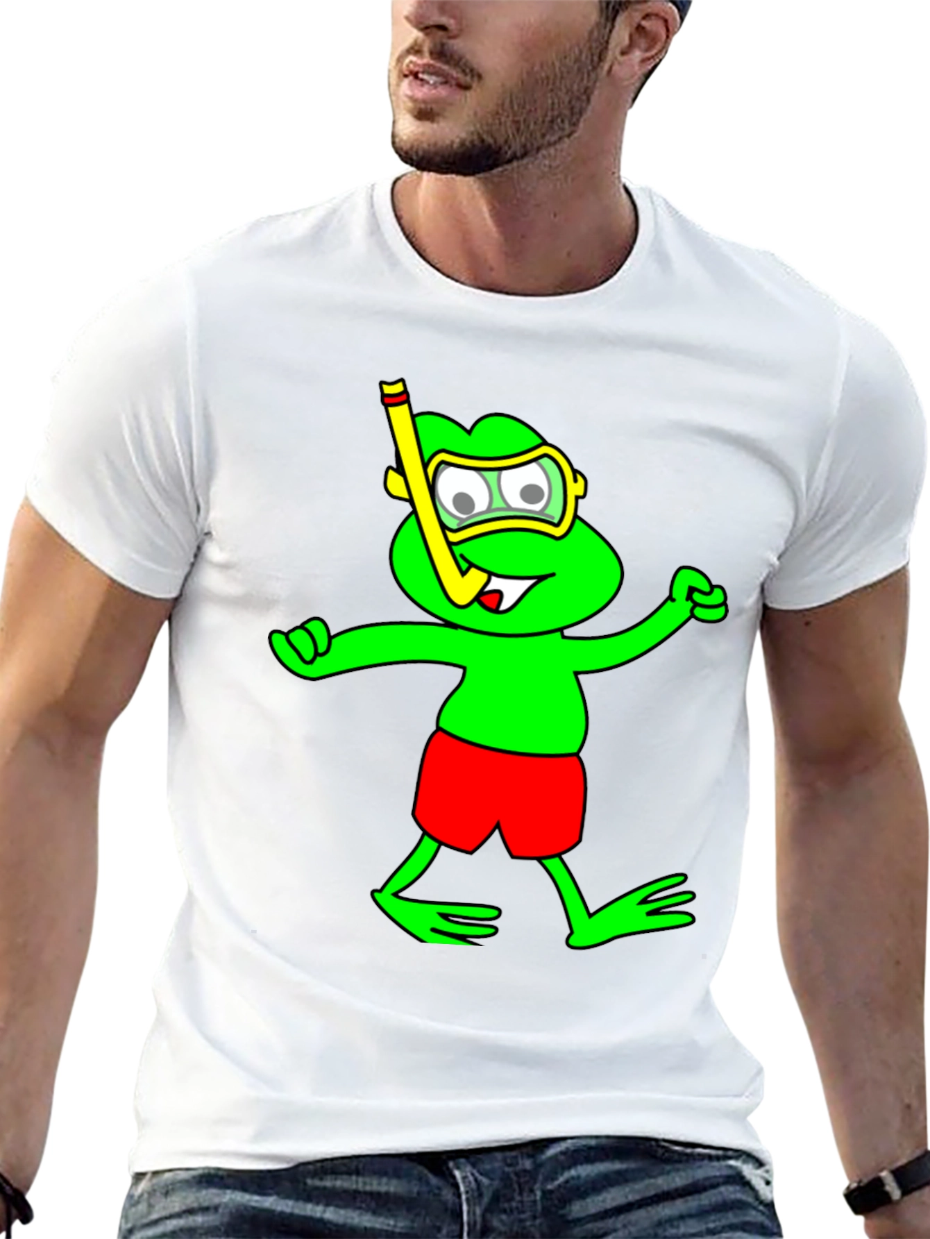 Black Frog Snorkel T-Shirt - Funny Summer Tee view 13