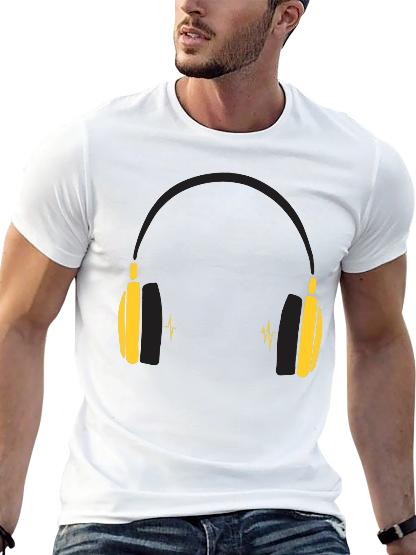 Black Headphone Graphic Tee - Music Lover Shirt view 13