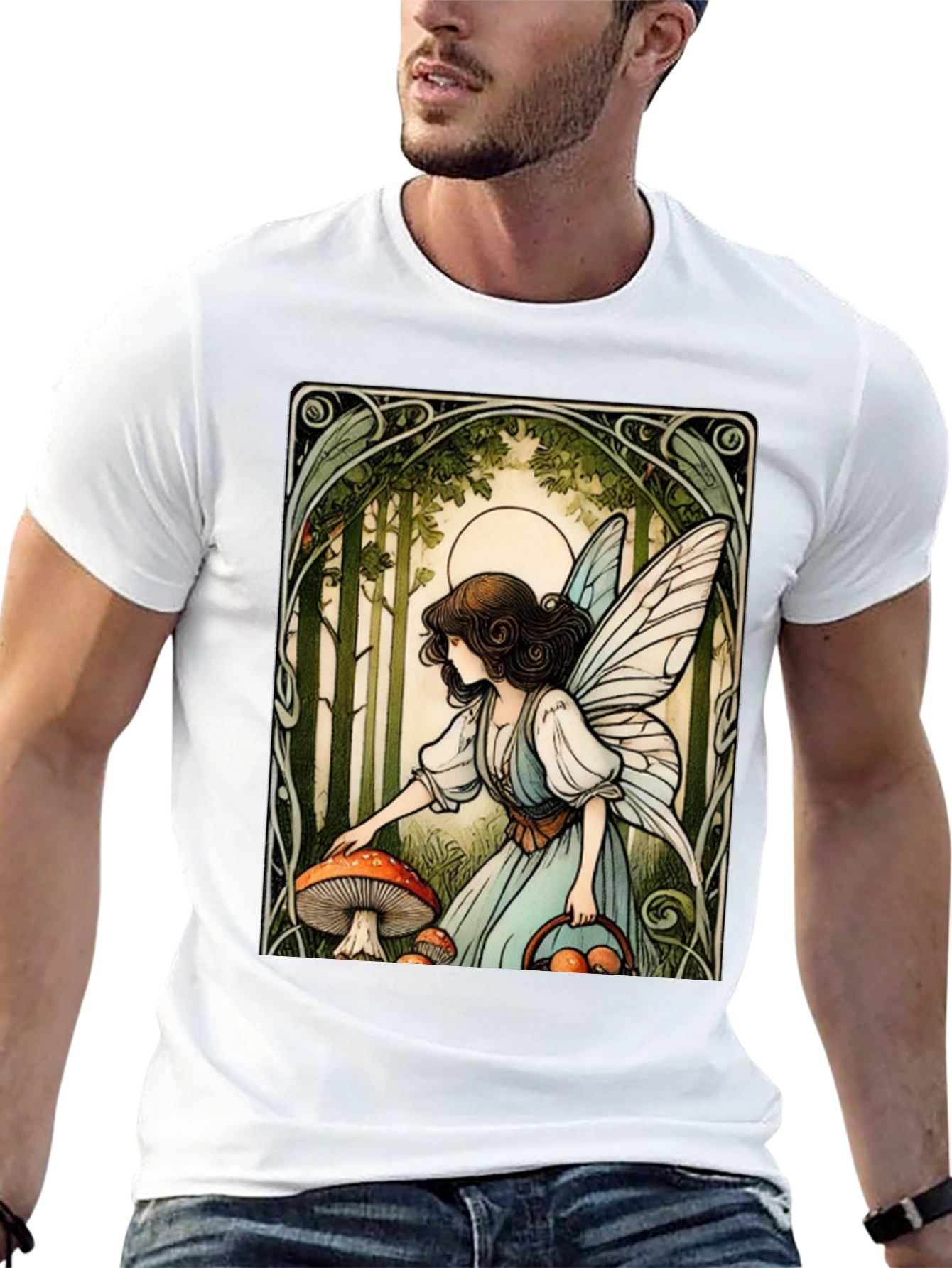 Black Fairycore Mushroom Forager T-Shirt view 13