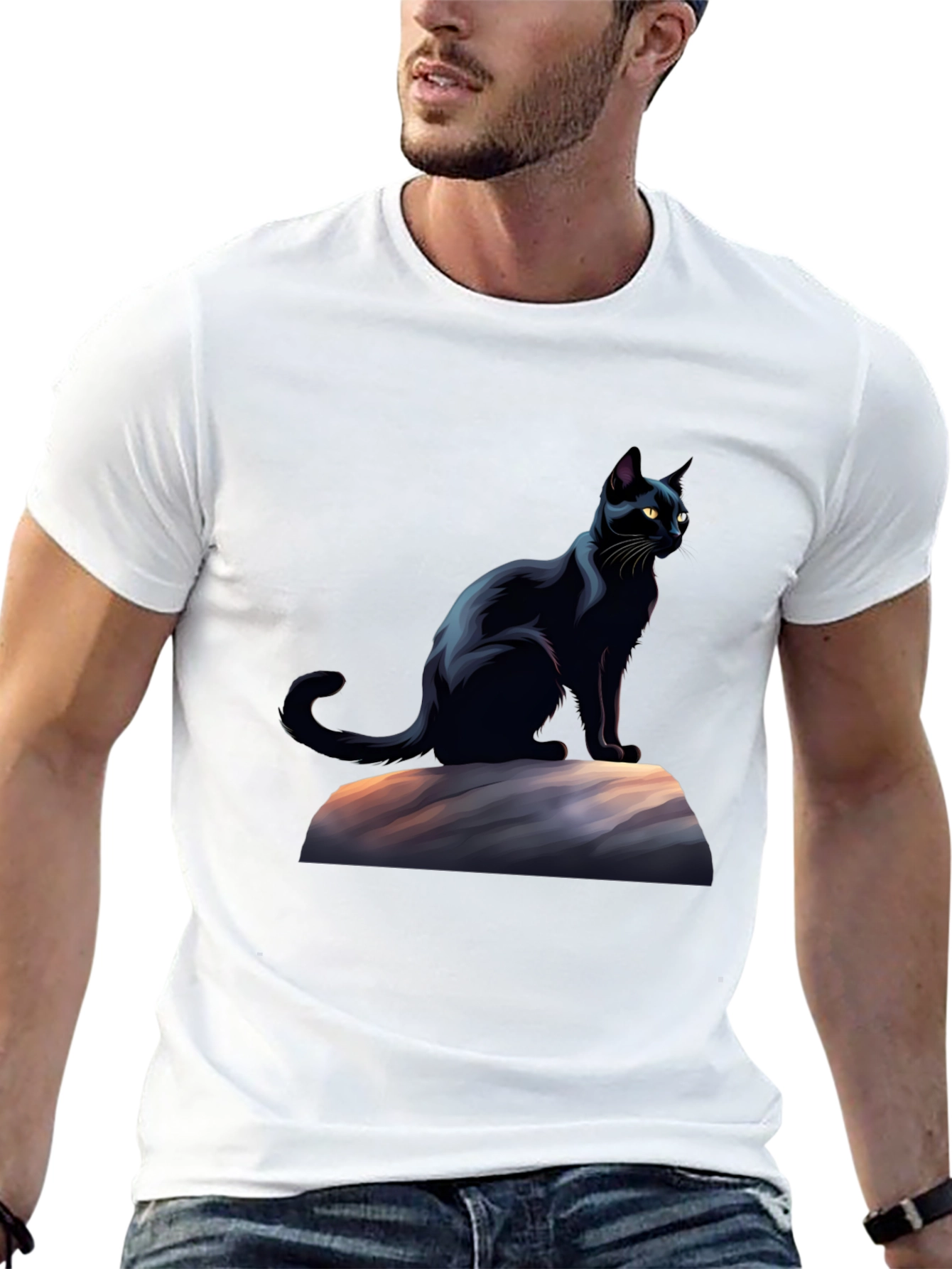 Black Black Cat Graphic T-Shirt - Stylish Men's Tee view 13