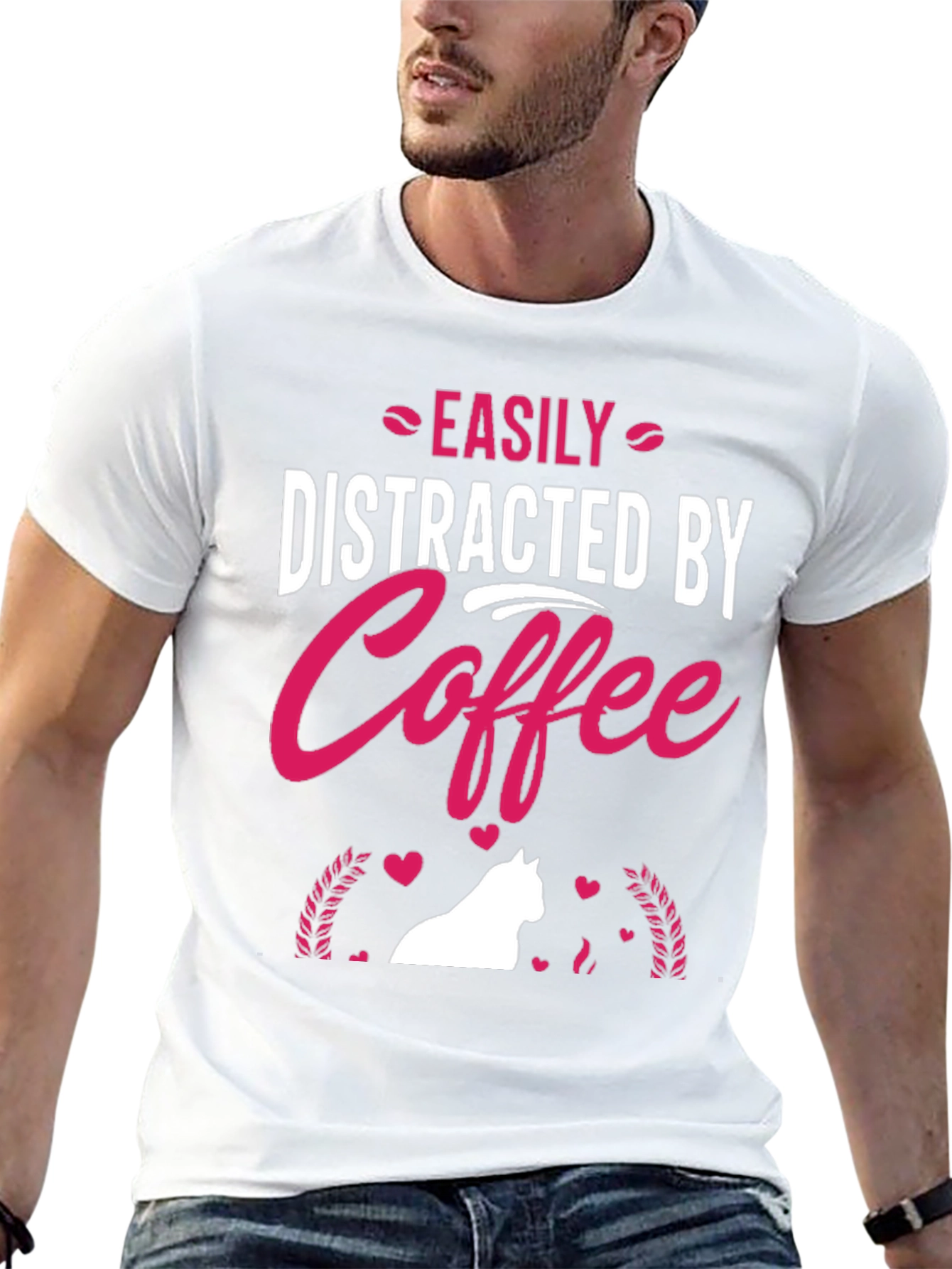 Black Easily Distracted by Coffee T-Shirt - Cat Lover Edition view 13