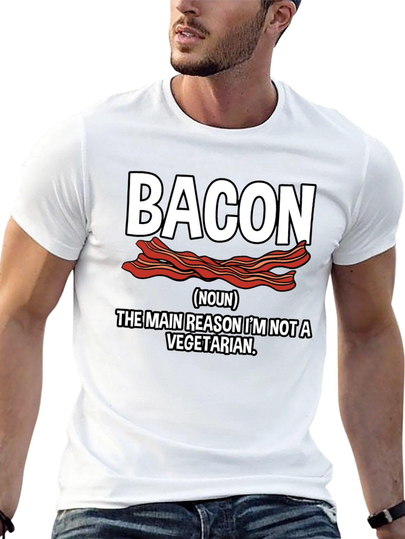 Black Bacon Lover T-Shirt - The Main Reason I'm Not a Vegetarian view 13