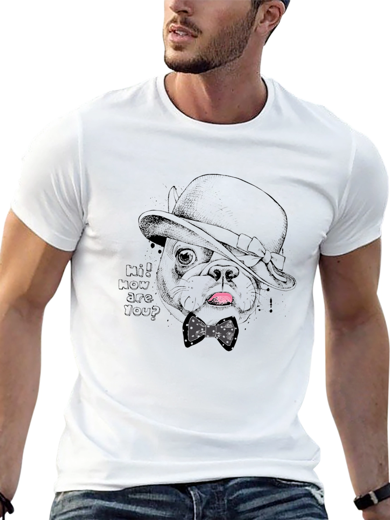 Black Dapper Dog Tee - Stylish Pet Graphic T-Shirt view 13