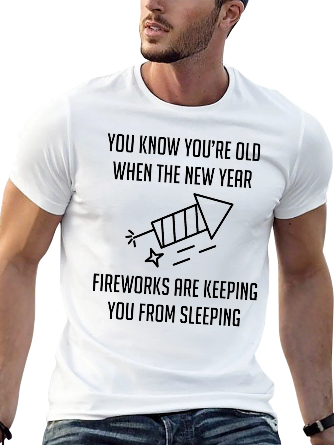 Black Funny New Year's T-Shirt: Old Fireworks view 13