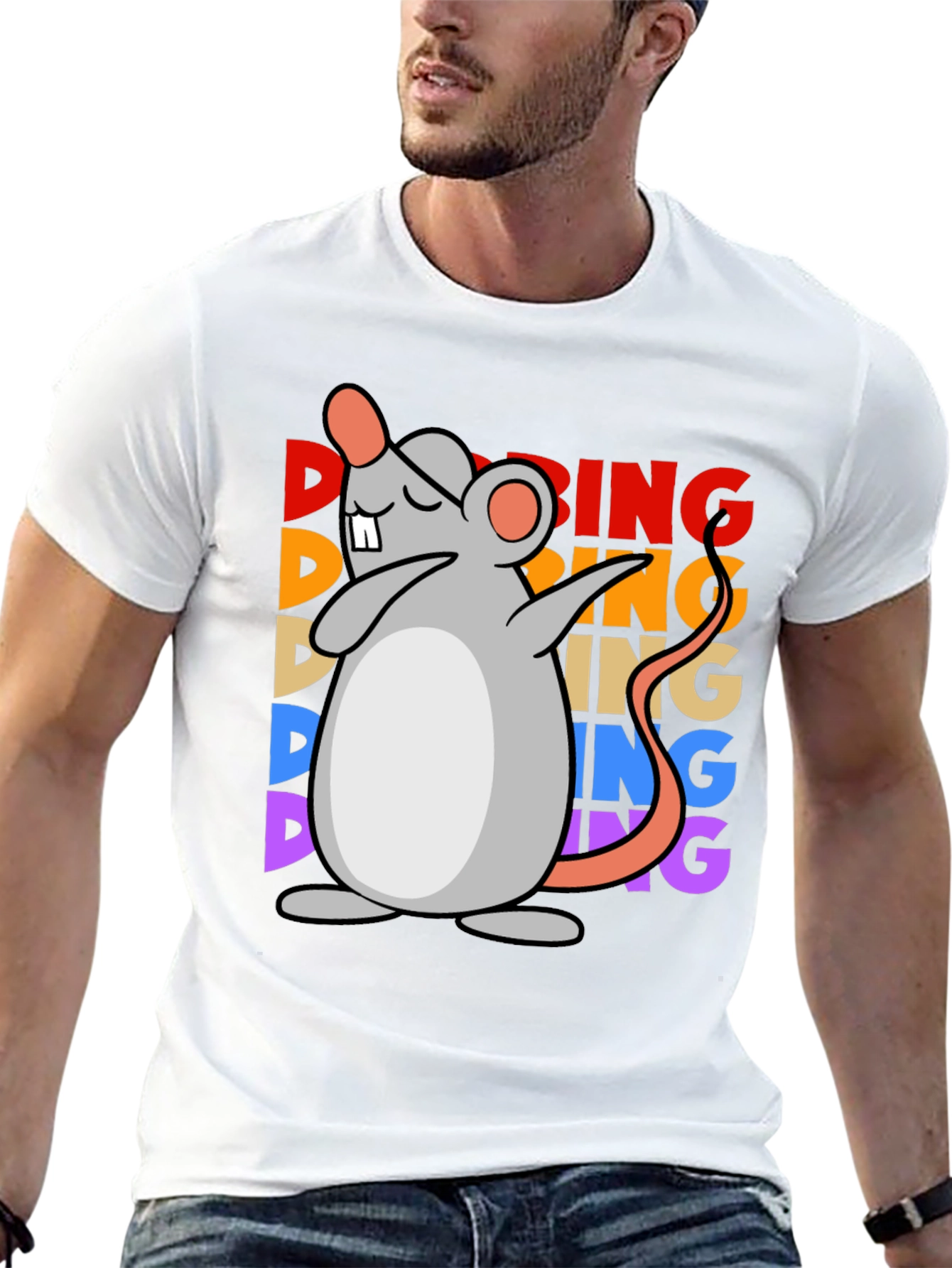 Black Dabbing Mouse Graphic Tee - Unisex Black T-Shirt view 13